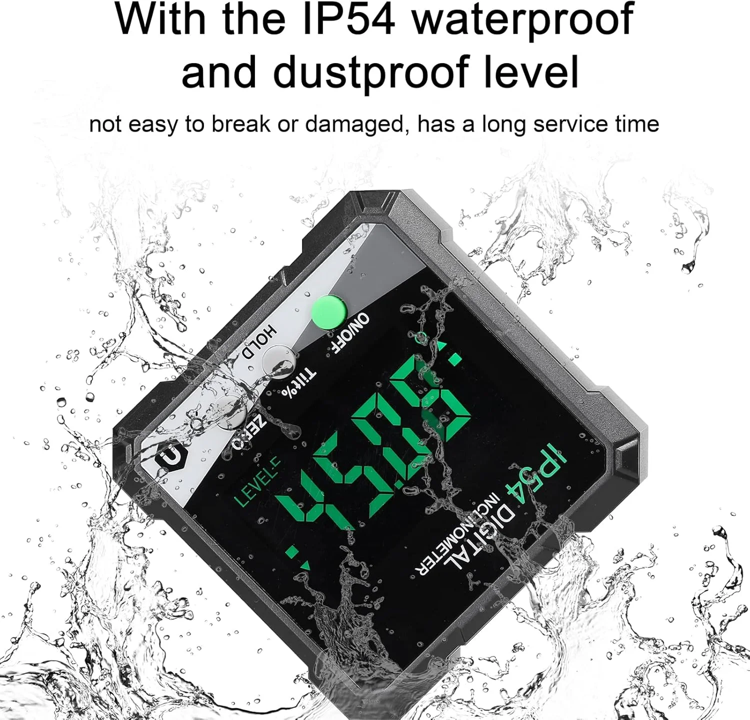 شیب سنج دیجیتال قابل حمل Dazory IP54 با نور پس زمینه LCD، زاویه سنج دیجیتال، شیب سنج، خط کش زاویه دیجیتال تک طرفه، زاویه سنج چند منظوره، حالت اندازه گیری مطلق و نسبی، نگهدارنده داده