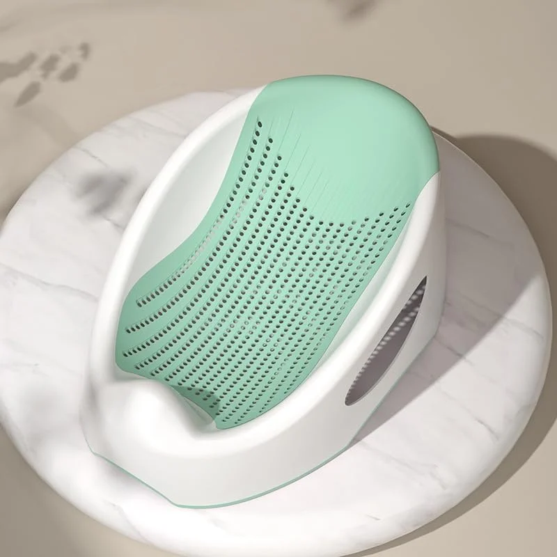تکیه گاه حمام لمسی نرم، وان حمام ضد آب و ضد لغزش کودک، نوزاد، 0-6 ماه، توری حمام، تکیه گاه درازکش وان حمام نوزاد، تشک حمام (سبز)
