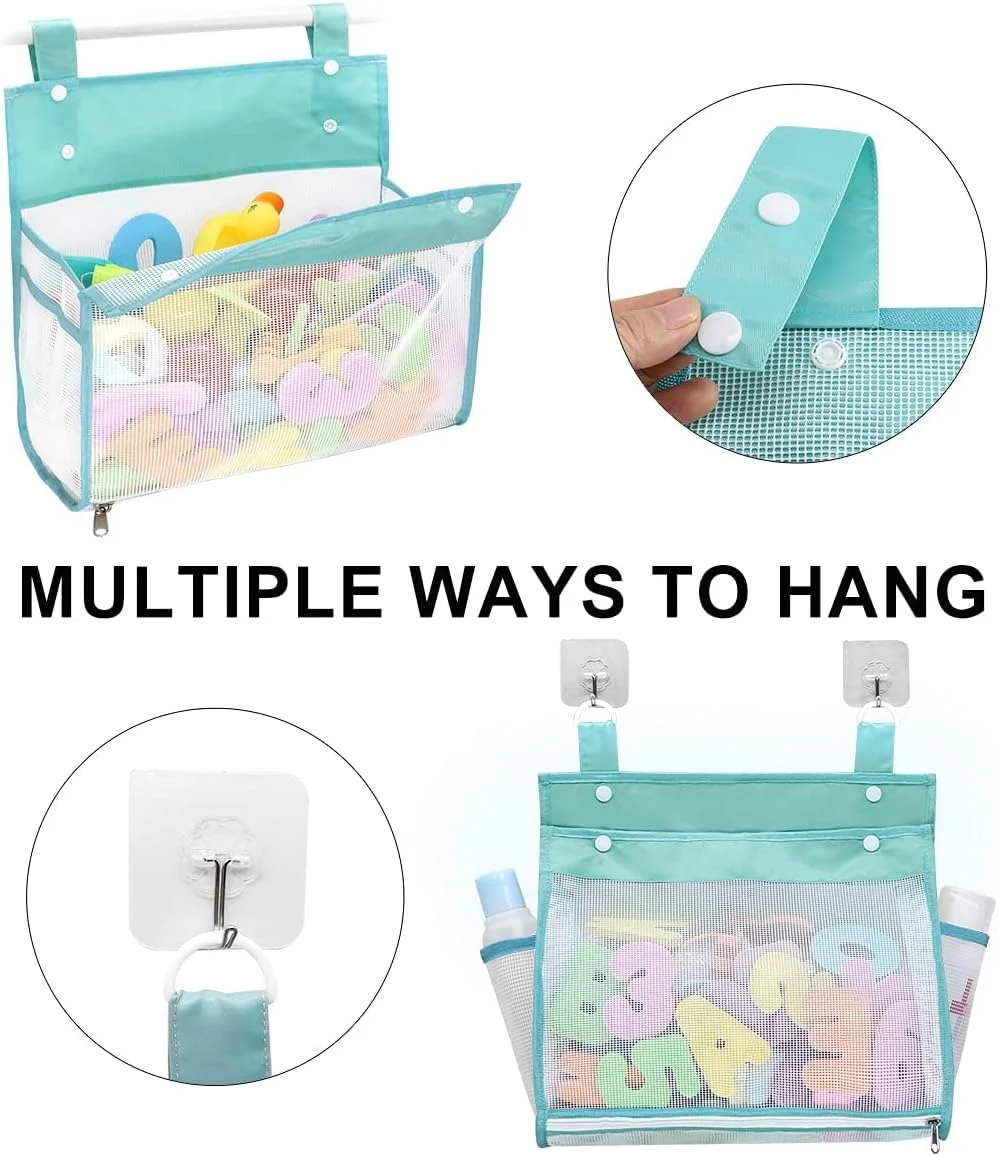 ارگانایزر اسباب بازی حمام توری توی بای، نگهدارنده اسباب بازی حمام با دسترسی سریع برای وان حمام، نگهدارنده اسباب بازی حمام با دهانه پهن برای خشک کردن اسباب بازی ها و نگهداری، نگهدارنده اسباب بازی دوش توری و ارگانایزر نگهداری اسباب بازی وان حمام برای وان