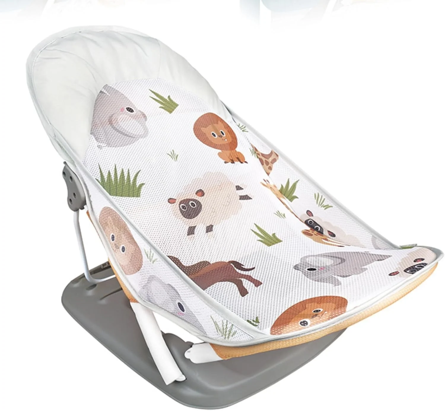 صندلی حمام ضد لغزش کودک TAME برای نوزادان 0-6 ماهه، صندلی حمام با قابلیت تنظیم 3 حالته و قابل شستشو، صندلی حمام کودک برای وان حمام با مکنده و پشتی (خاکستری)