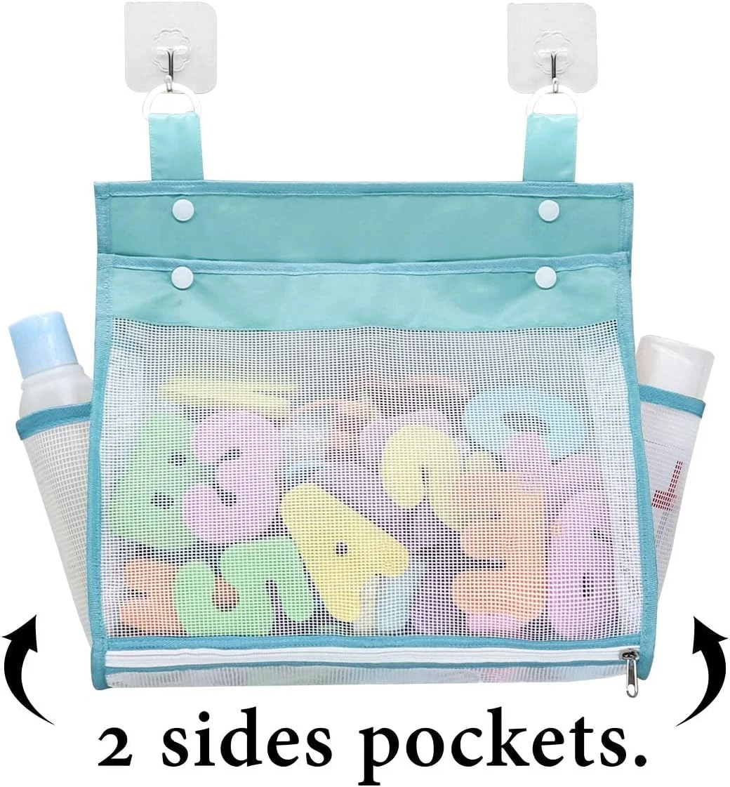 ارگانایزر اسباب بازی حمام توری توی بای، نگهدارنده اسباب بازی حمام با دسترسی سریع برای وان حمام، نگهدارنده اسباب بازی حمام با دهانه پهن برای خشک کردن اسباب بازی ها و نگهداری، نگهدارنده اسباب بازی دوش توری و ارگانایزر نگهداری اسباب بازی وان حمام برای وان