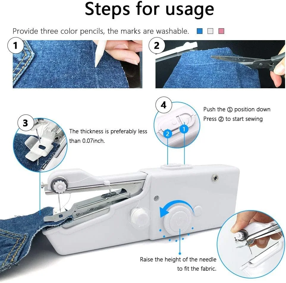 چرخ خیاطی KASTWAVE، چرخ خیاطی دستی قابل حمل مینی با کیت خیاطی، ابزار تعمیر سریع برای مسافرت منزل، DIY، لباس، ابزار دوخت سریع برای لباس پارچه ای لباس بچه گانه لباس حیوانات خانگی