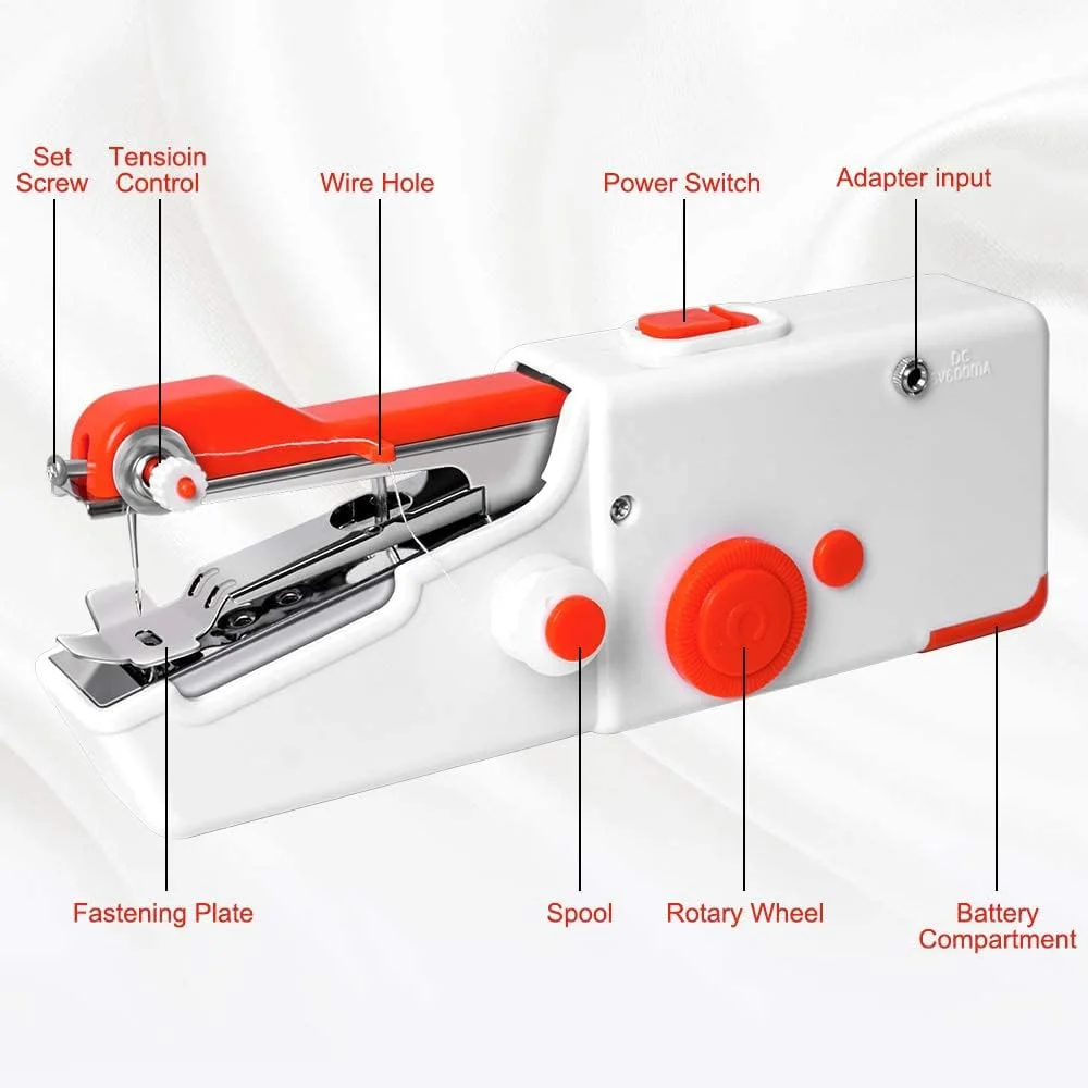 KASTWAVE Handheld Sewing Machine, Mini Portable Electric Sewing Machine, for Beginners Adult, Easy to Use and Fast Stitch Suitable for Clothes, Fabrics, DIY Home Travel (Red) KASTWAVE Handheld Sewing Machine, Mini Portable Electric Sewing Machine, for Beginners Adult, Easy to Use and Fast Stitch Suitable for Clothes, Fabrics, DIY Home Travel (Red)