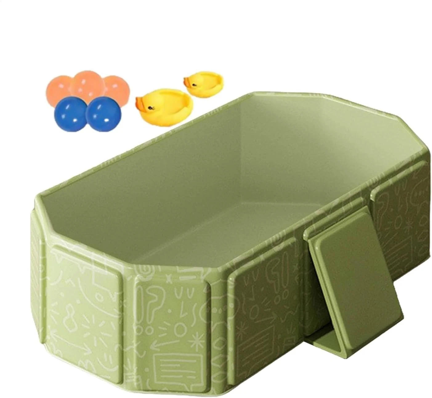 وان تاشو کودک یلاژوی، وان بزرگ تاشو کودک به همراه 2 اردک و 5 توپ، استخر حمام قابل حمل اسباب بازی آبی برای پسران دختران بچه ها، لگن دوش شستشوی گربه سگ
