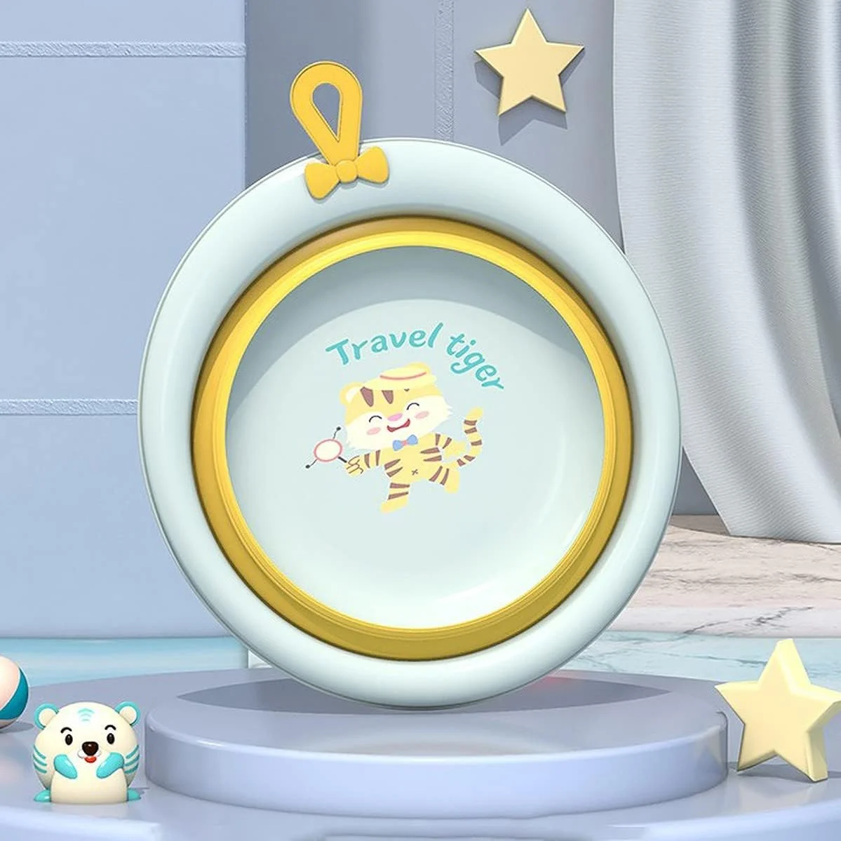 وان پلاستیکی نشکن تاشو چندمنظوره Wolpin، مناسب حمام کودک، آشپزخانه و شستشوی پا - یک عدد