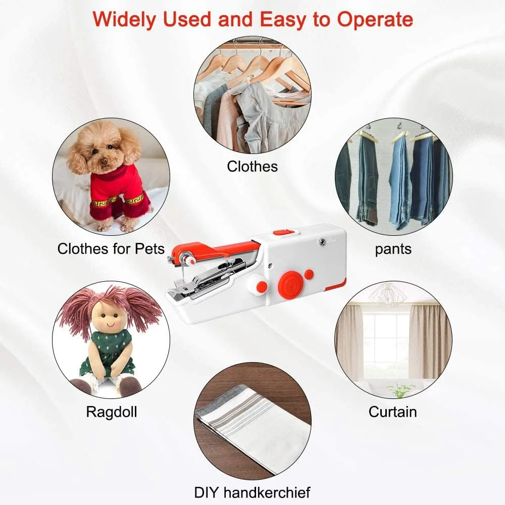 KASTWAVE Handheld Sewing Machine, Mini Portable Electric Sewing Machine, for Beginners Adult, Easy to Use and Fast Stitch Suitable for Clothes, Fabrics, DIY Home Travel (Red) KASTWAVE Handheld Sewing Machine, Mini Portable Electric Sewing Machine, for Beginners Adult, Easy to Use and Fast Stitch Suitable for Clothes, Fabrics, DIY Home Travel (Red)