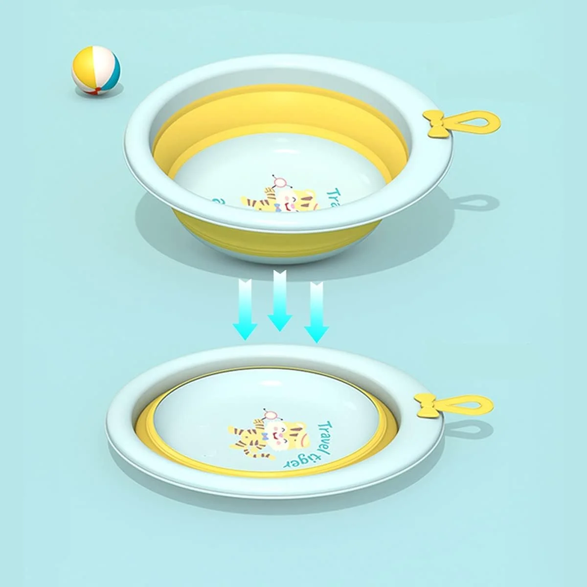 وان پلاستیکی نشکن تاشو چندمنظوره Wolpin، مناسب حمام کودک، آشپزخانه و شستشوی پا - یک عدد