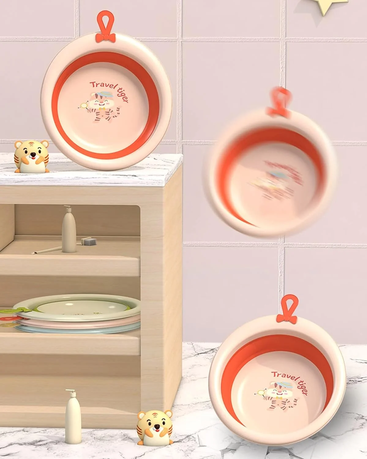 وان پلاستیکی نشکن تاشو چندمنظوره Wolpin، مناسب حمام کودک، آشپزخانه و شستشوی پا - یک عدد