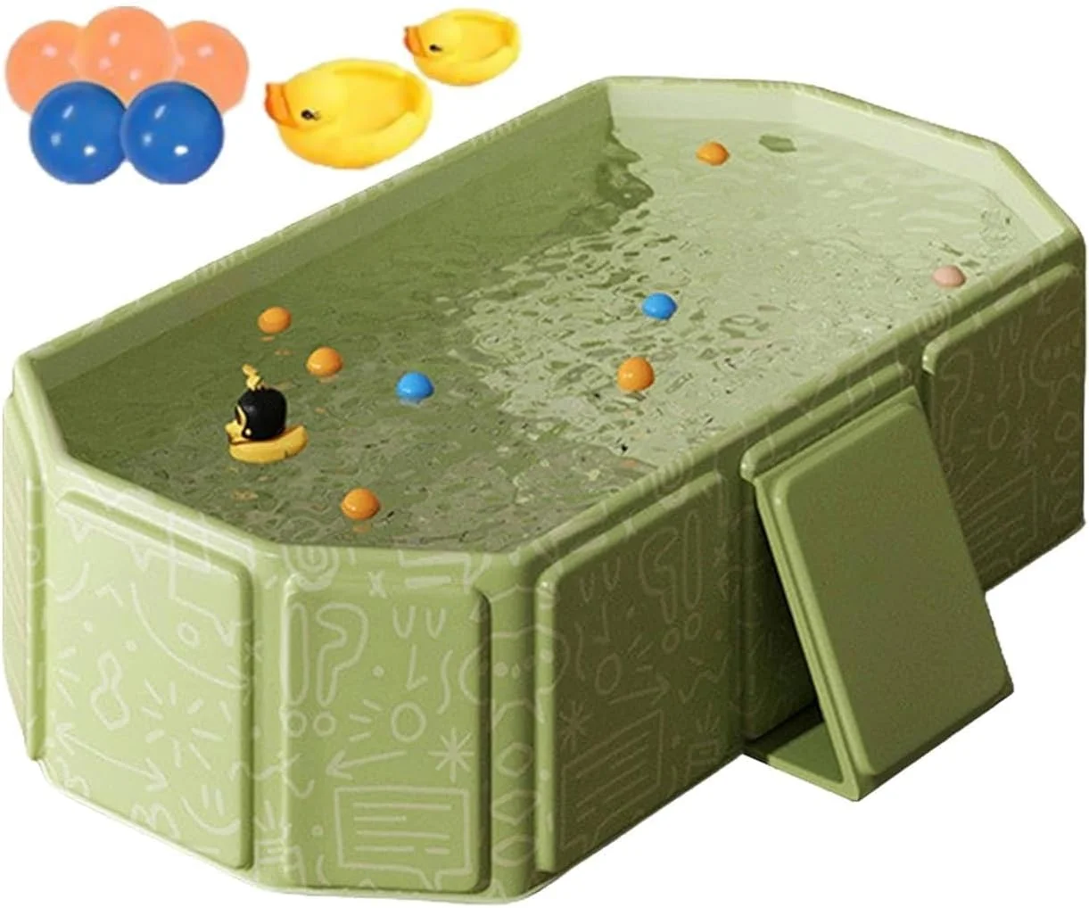 وان تاشو کودک یلاژوی، وان بزرگ تاشو کودک به همراه 2 اردک و 5 توپ، استخر حمام قابل حمل اسباب بازی آبی برای پسران دختران بچه ها، لگن دوش شستشوی گربه سگ