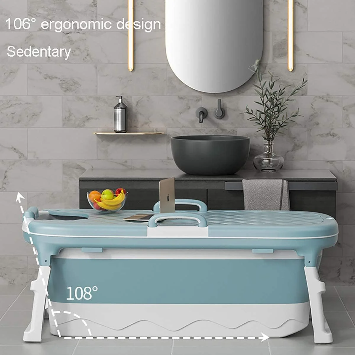 وان حمام تاشو بزرگسال/کودک WWART، وان حمام قابل حمل بزرگسال/کودک، وان حمام پلاستیکی تاشو بزرگ، وان حمام پلاستیکی بزرگ، دوش، قرمز، کوچک