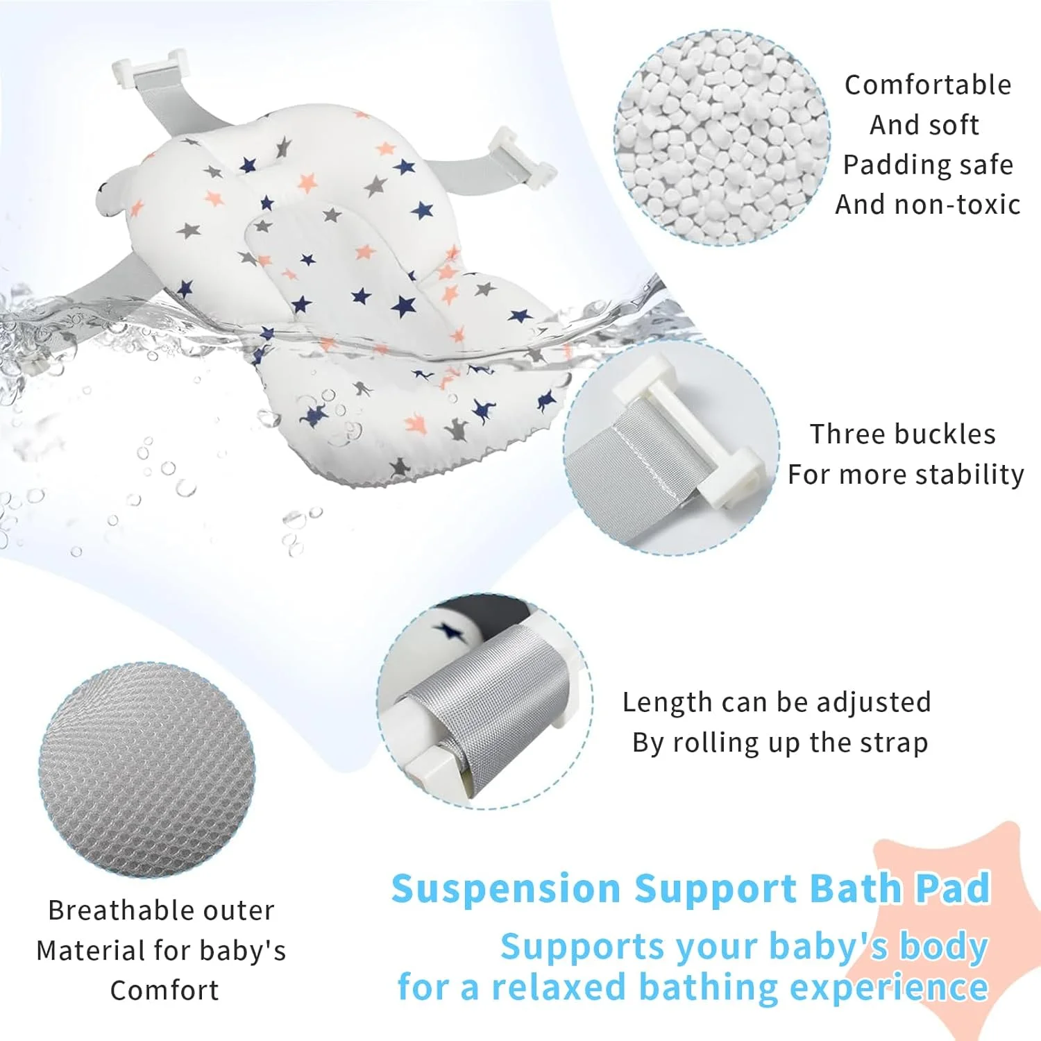 وان حمام تاشو کودک Yoawllty با کوسن زیرانداز حمام، وان حمام قابل حمل کودک با سوراخ تخلیه، حوضچه دوش با پایه نگهدارنده ضد لغزش برای پسران و دختران 0-6 ساله (آبی)