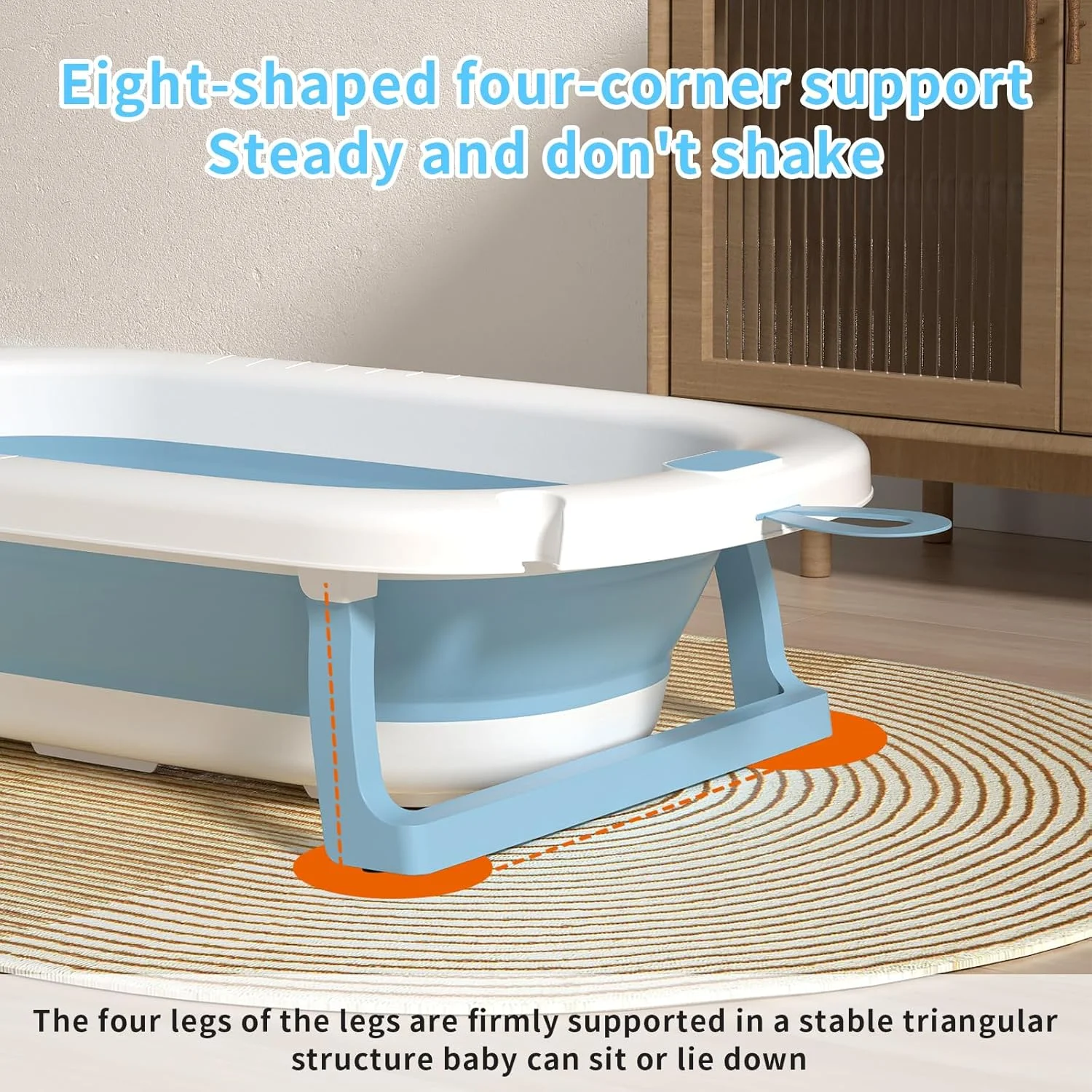 وان حمام تاشو کودک Yoawllty با کوسن زیرانداز حمام، وان حمام قابل حمل کودک با سوراخ تخلیه، حوضچه دوش با پایه نگهدارنده ضد لغزش برای پسران و دختران 0-6 ساله (آبی)