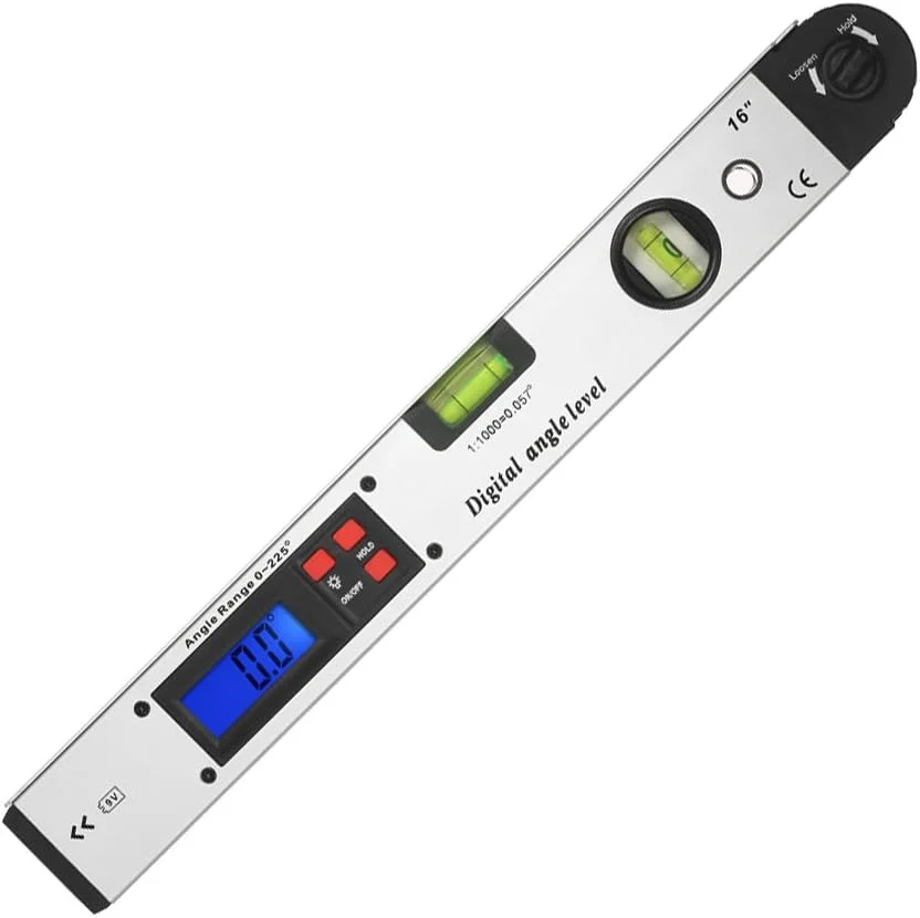 متر زاویه ای دیجیتال Morelian 0-225 درجه، زاویه یاب 400 میلی متری 16 اینچی، تراز شیب سنج الکترونیکی با تراز افقی و عمودی دوتایی