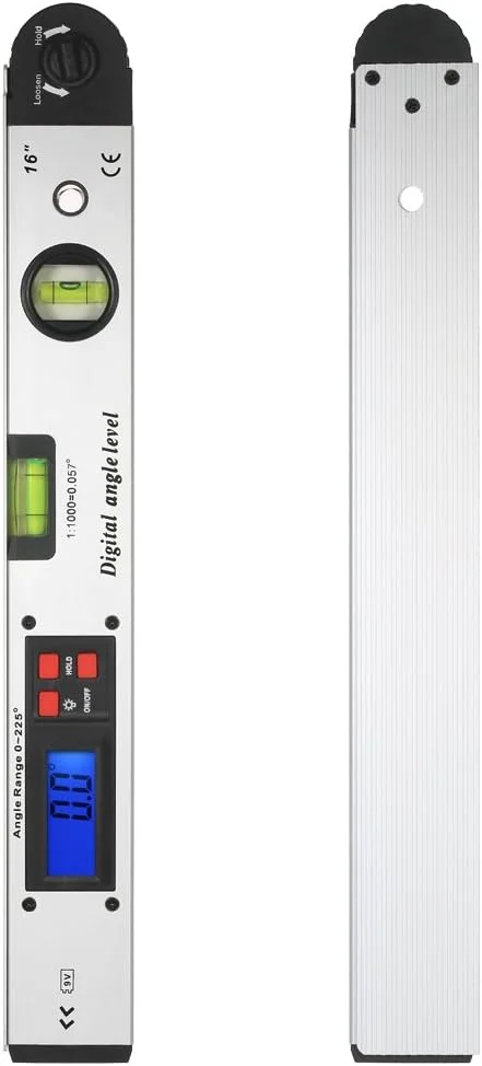 متر زاویه ای دیجیتال Morelian 0-225 درجه، زاویه یاب 400 میلی متری 16 اینچی، تراز شیب سنج الکترونیکی با تراز افقی و عمودی دوتایی