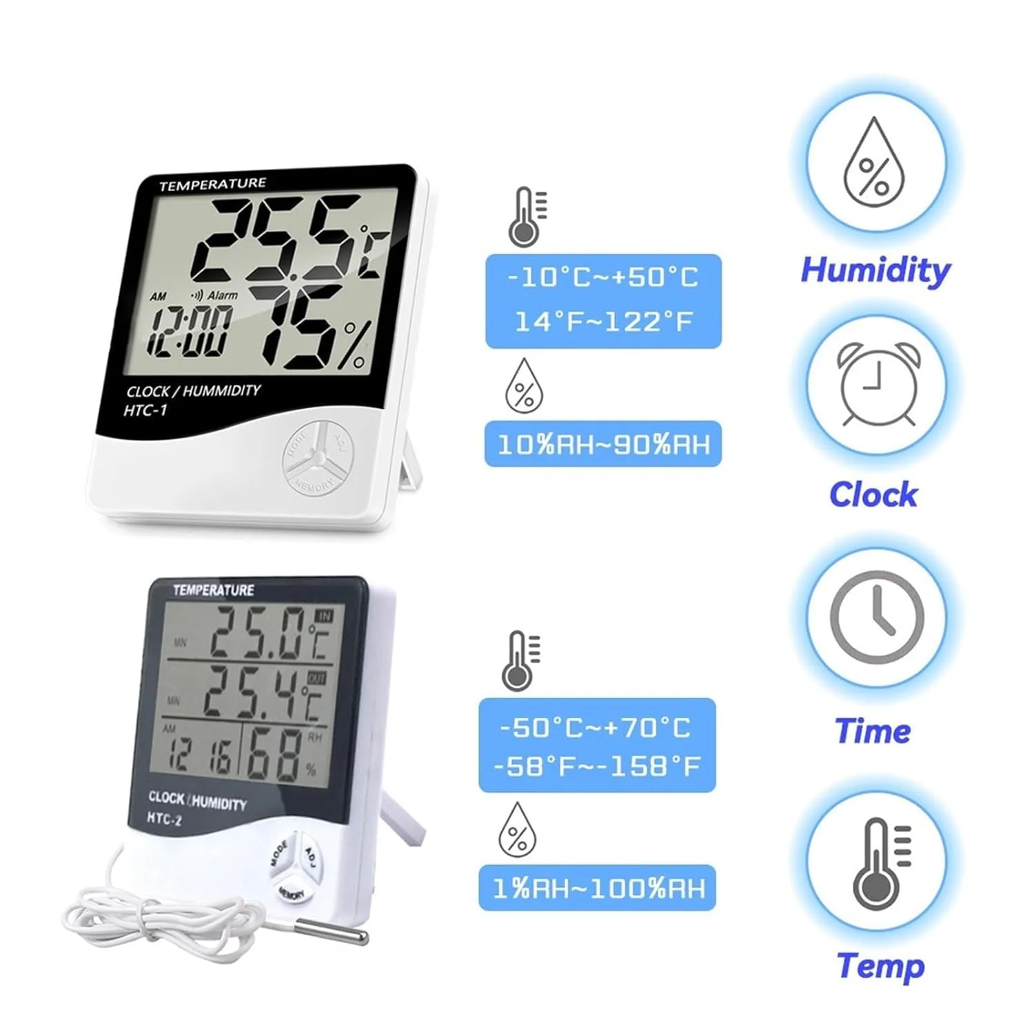 دماسنج و رطوبت سنج دیجیتال دقیق SKEIDO - مانیتور حرفه ای دما و رطوبت LCD با عملکرد حافظه، ساعت زنگ دار و نمایشگر تقویم برای استفاده در داخل و خارج از منزل دماسنج و رطوبت سنج دیجیتال دقیق SKEIDO - مانیتور حرفه ای دما و رطوبت LCD با عملکرد حافظه، ساعت زنگ دار و نمایشگر تقویم برای استفاده در داخل و خارج از منزل