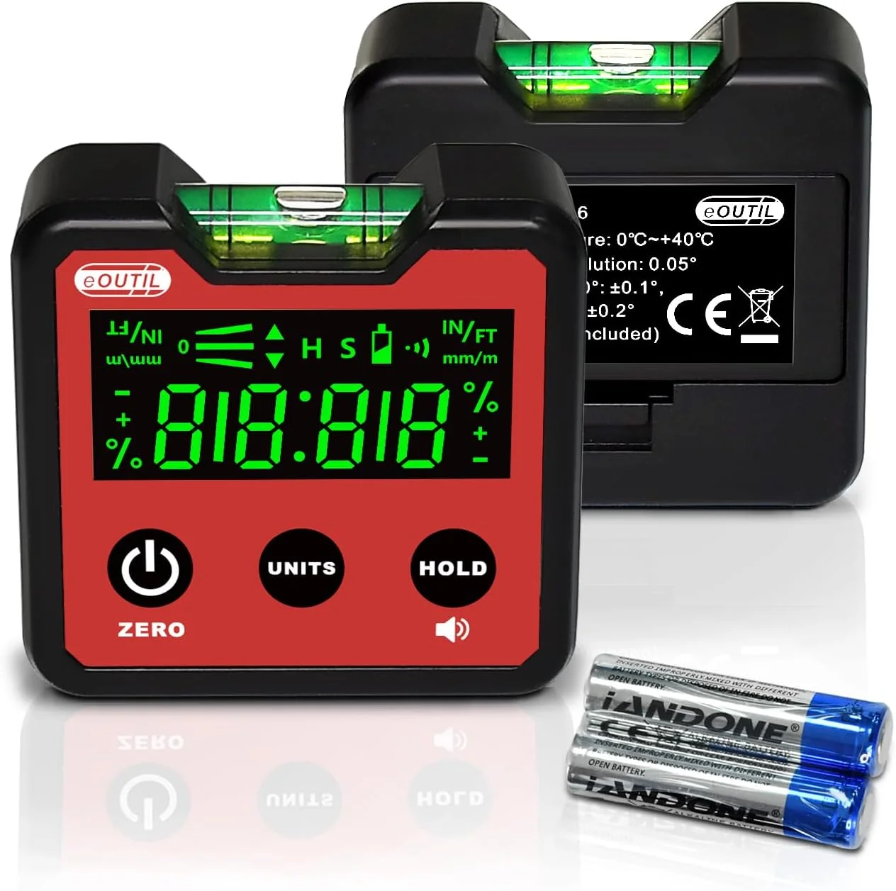 زاویه یاب دیجیتال مغناطیسی ای اوتیل با تراز حبابی، شیب سنج 4 X 90 درجه، تراز کوچک زاویه سنج برای نجاری، درودگری، ساختمان سازی، اره میزی، با ابزار اندازه گیری زاویه LCD دارای نور پس زمینه