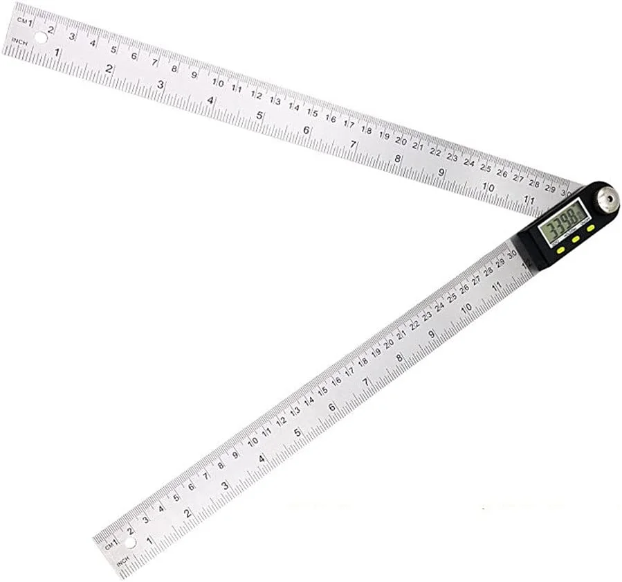 ARAST زاویه سنج دیجیتال استیل ضد زنگ 200mm / 300mm، شیب سنج زاویه ای، خط کش دیجیتال، گونیا الکترونیکی، زاویه یاب (سایز: 300mm) LEOWE