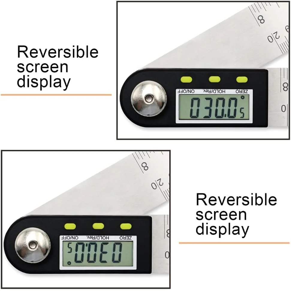 ARAST زاویه سنج دیجیتال استیل ضد زنگ 200mm / 300mm، شیب سنج زاویه ای، خط کش دیجیتال، گونیا الکترونیکی، زاویه یاب (سایز: 300mm) LEOWE