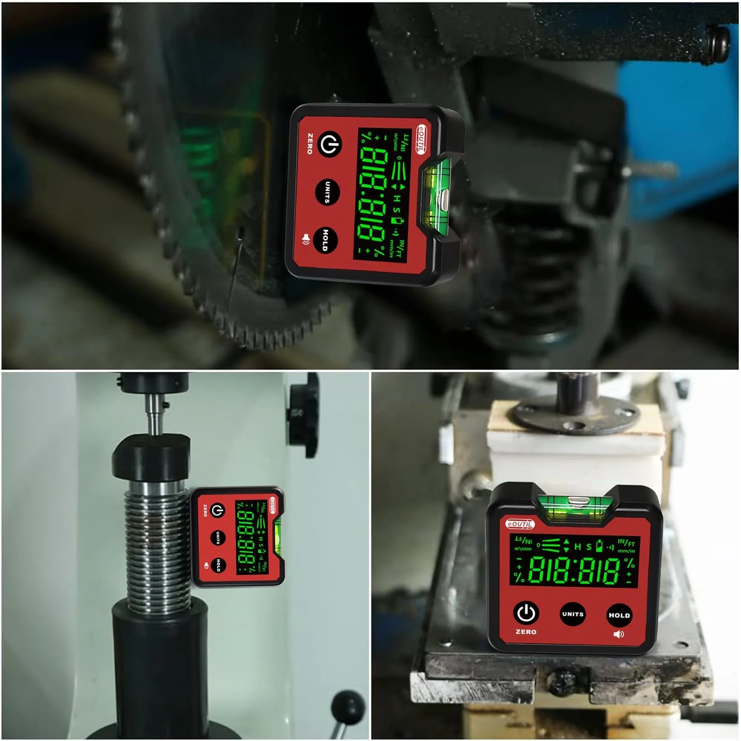 زاویه یاب دیجیتال مغناطیسی ای اوتیل با تراز حبابی، شیب سنج 4 X 90 درجه، تراز کوچک زاویه سنج برای نجاری، درودگری، ساختمان سازی، اره میزی، با ابزار اندازه گیری زاویه LCD دارای نور پس زمینه