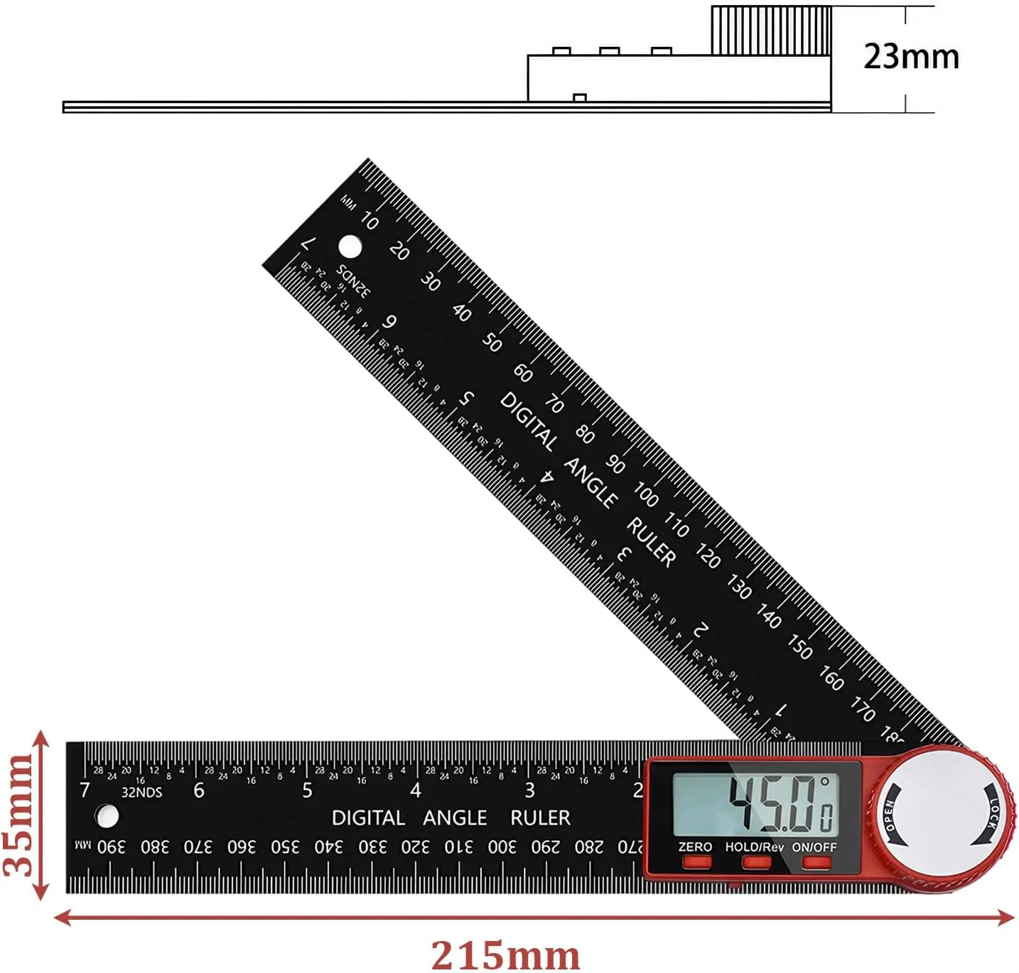 زاویه یاب دیجیتال، گونیا و نقاله دیجیتال استیل ضد زنگ، شیب سنج 360 درجه، ابزار و لوازم خانگی با صفحه نمایش LCD، برای نجاری، ساخت و ساز و تعمیرات