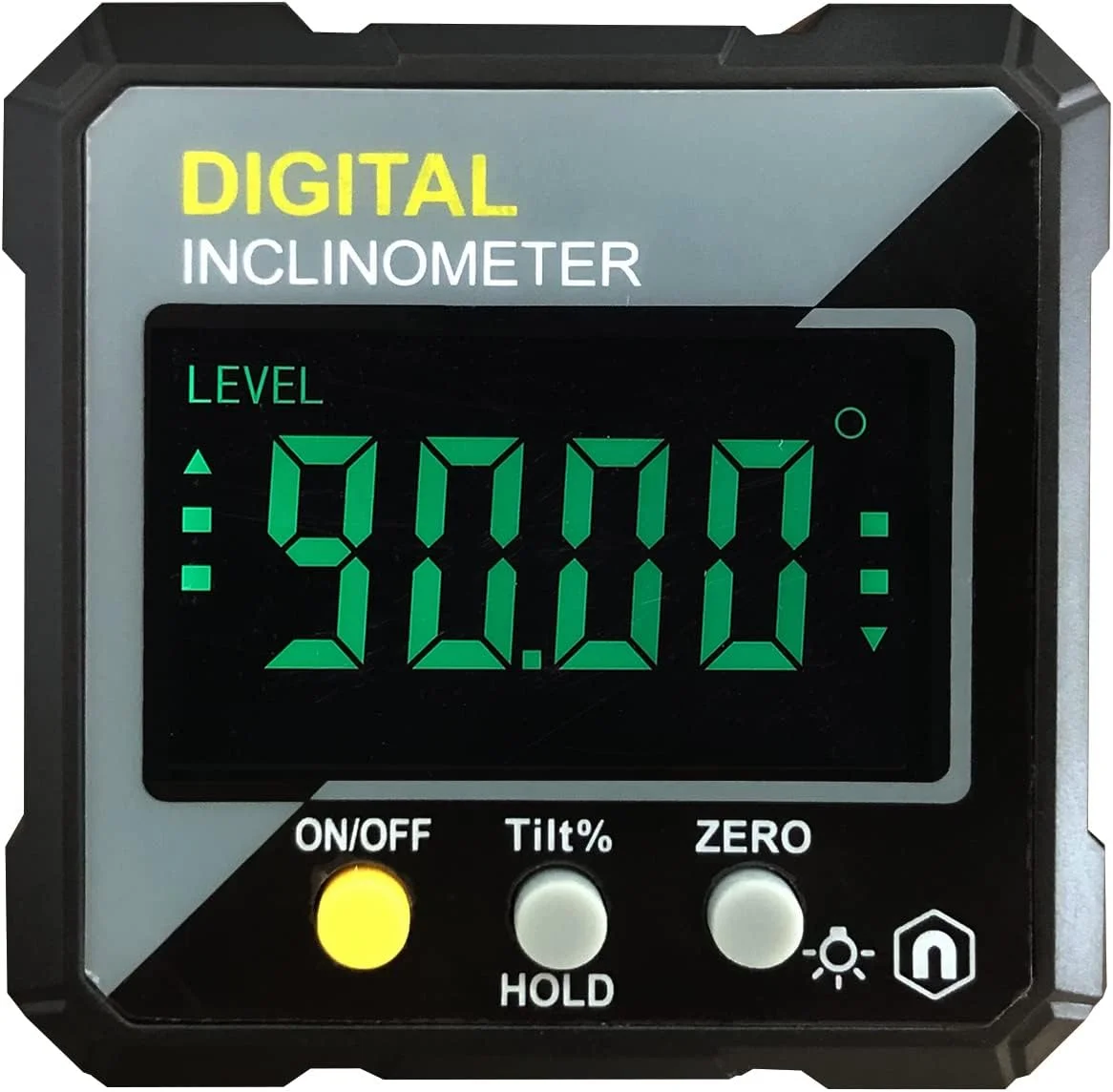 Generic IP54 4 * 90° Portable Digital Inclinometer LCD Backlight Digital Protractor Slope Meter Digital Angle Ruler Single-side s Multifunctional Protractor Absolute Relative Mesuring Mode Data Hold