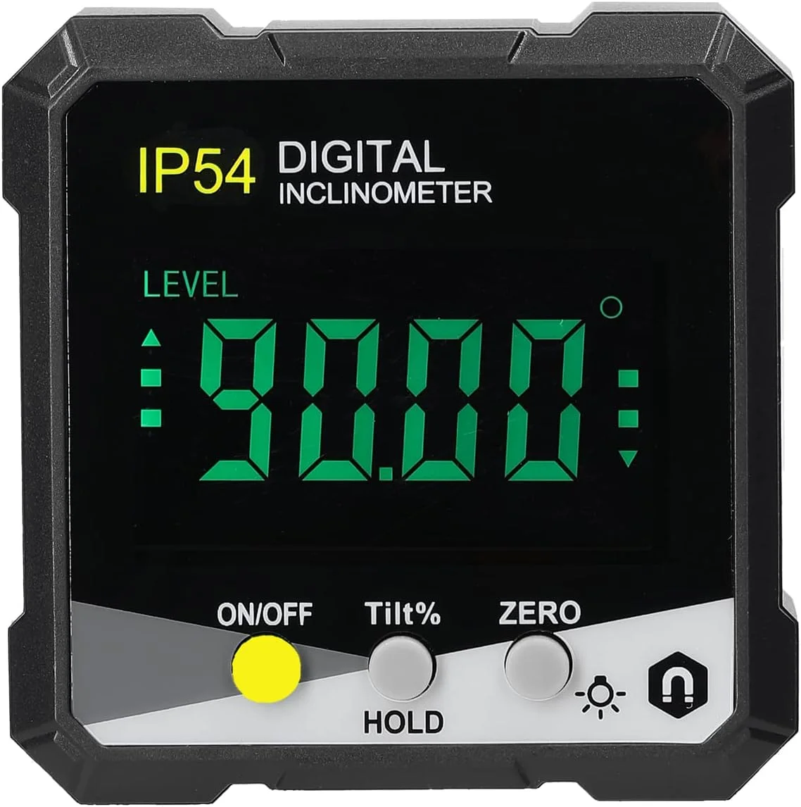 شیب سنج دیجیتال قابل حمل Labymos IP54 با نور پس زمینه LCD، زاویه سنج دیجیتال، خط کش زاویه دیجیتال تک طرفه، زاویه سنج چند منظوره، حالت اندازه گیری مطلق نسبی، نگه داشتن داده