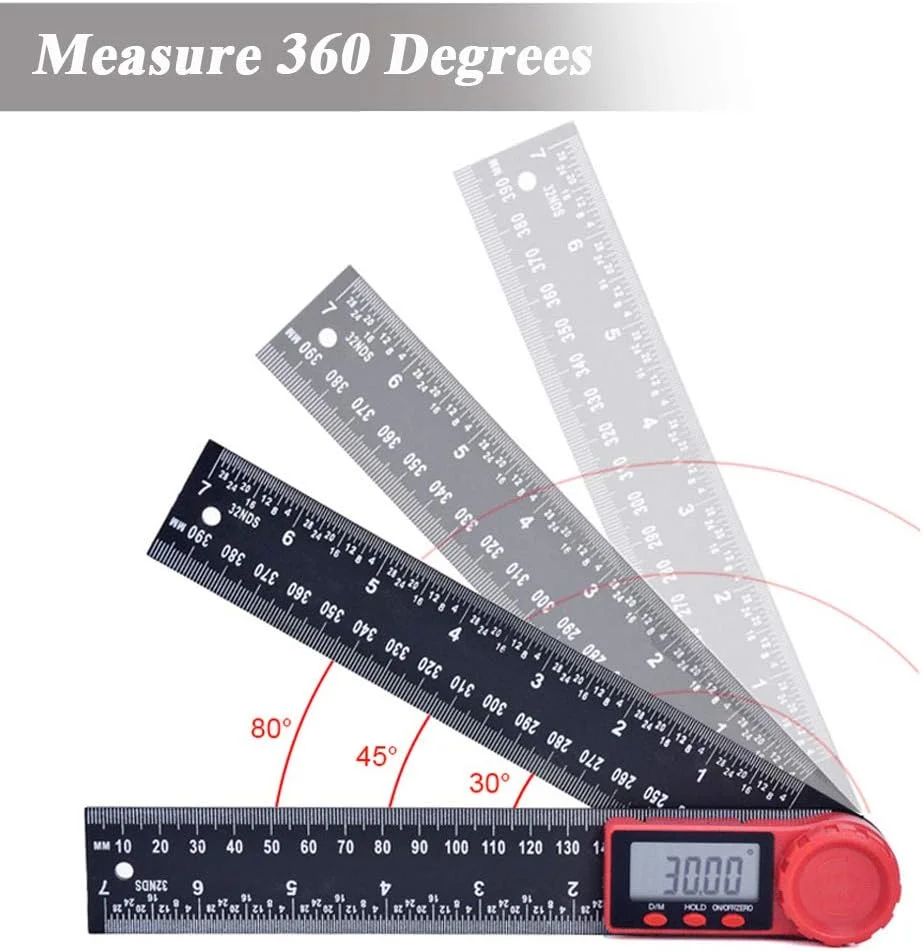 Mesee LCD Digital Angle Finder Ruler, 200mm/7 Inch Angle Finder Gauge Protractor Meter Inclinometer Goniometer Electronic Angle Measuring Tool for Woodworking Construction Household Repair
