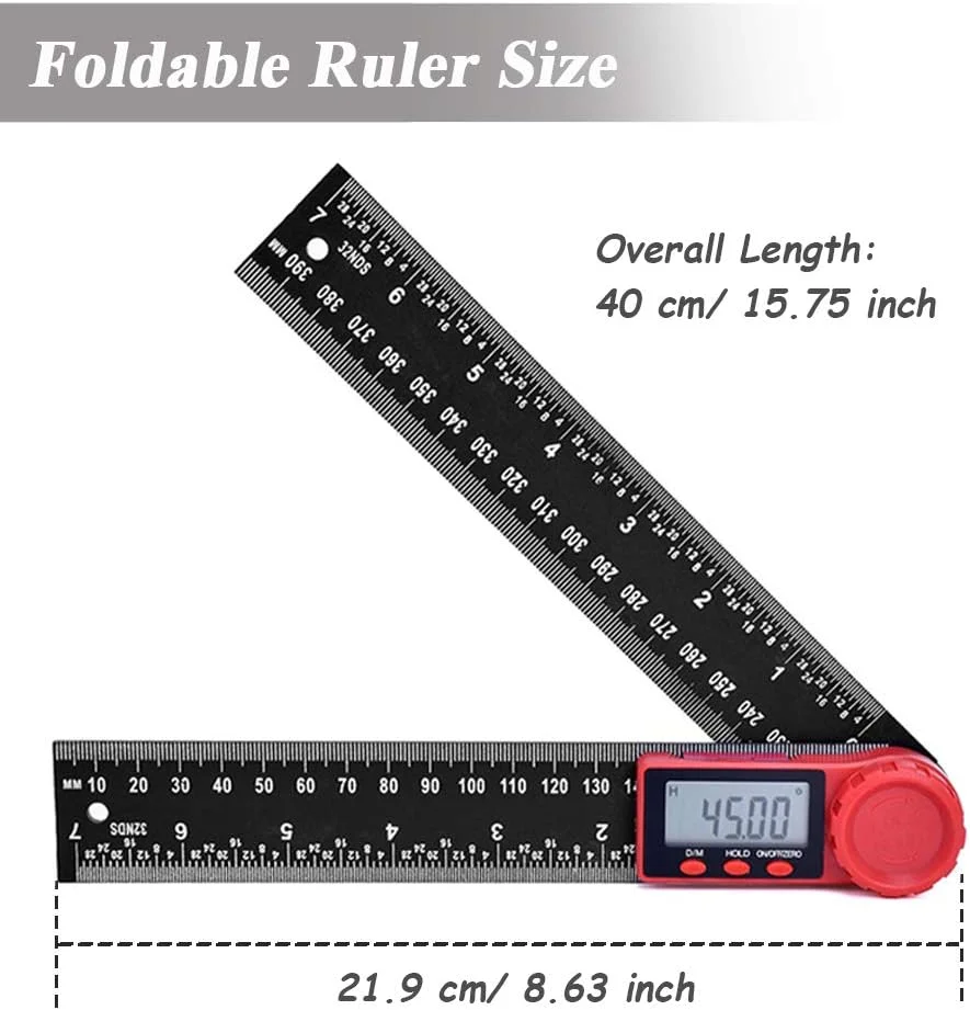 Mesee LCD Digital Angle Finder Ruler, 200mm/7 Inch Angle Finder Gauge Protractor Meter Inclinometer Goniometer Electronic Angle Measuring Tool for Woodworking Construction Household Repair