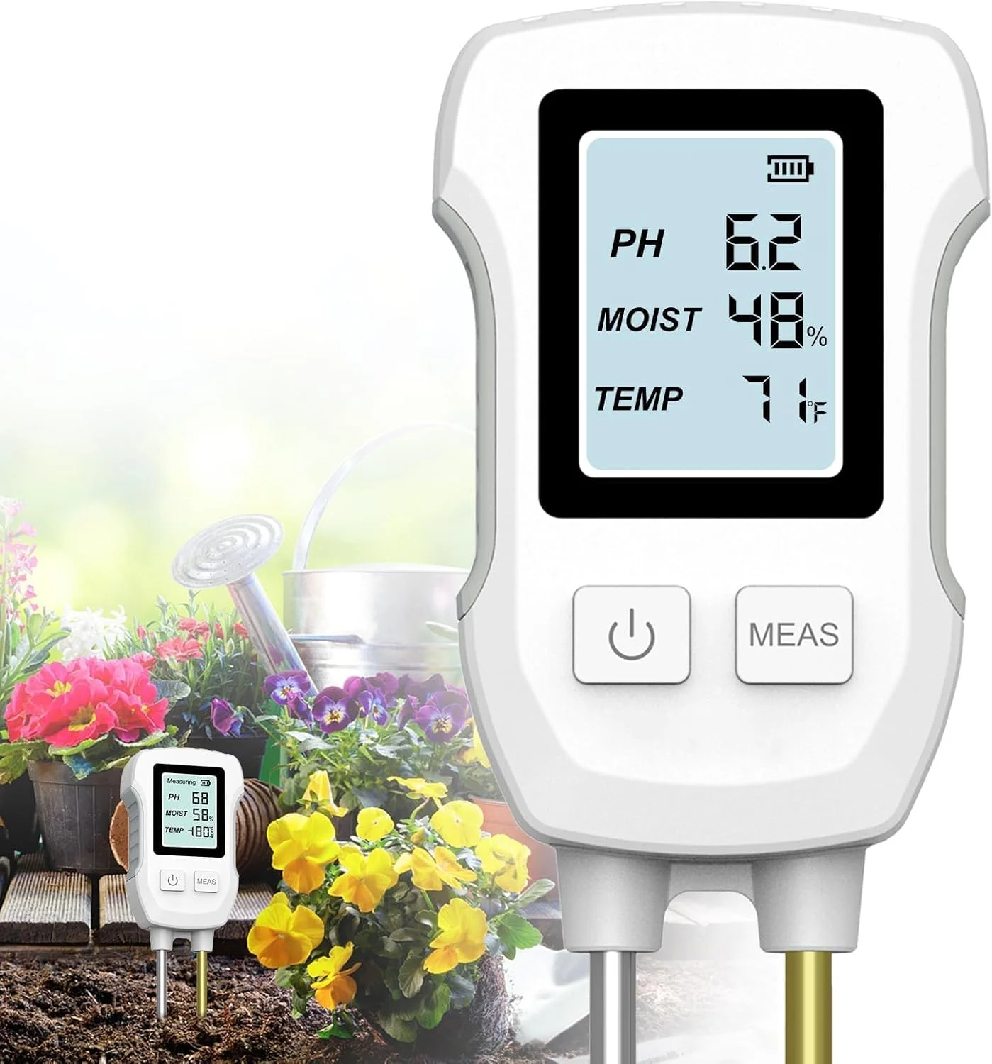 NALACAL رطوبت سنج دیجیتال خاک 3 در 1 با صفحه نمایش LCD دارای نور پس زمینه - اندازه گیری دما، رطوبت و PH، ایده آل برای گیاهان آپارتمانی، باغ ها، چمنزارها، استفاده در محیط داخلی و خارجی NALACAL رطوبت سنج دیجیتال خاک 3 در 1 با صفحه نمایش LCD دارای نور پس زمینه - اندازه گیری دما، رطوبت و PH، ایده آل برای گیاهان آپارتمانی، باغ ها، چمنزارها، استفاده در محیط داخلی و خارجی