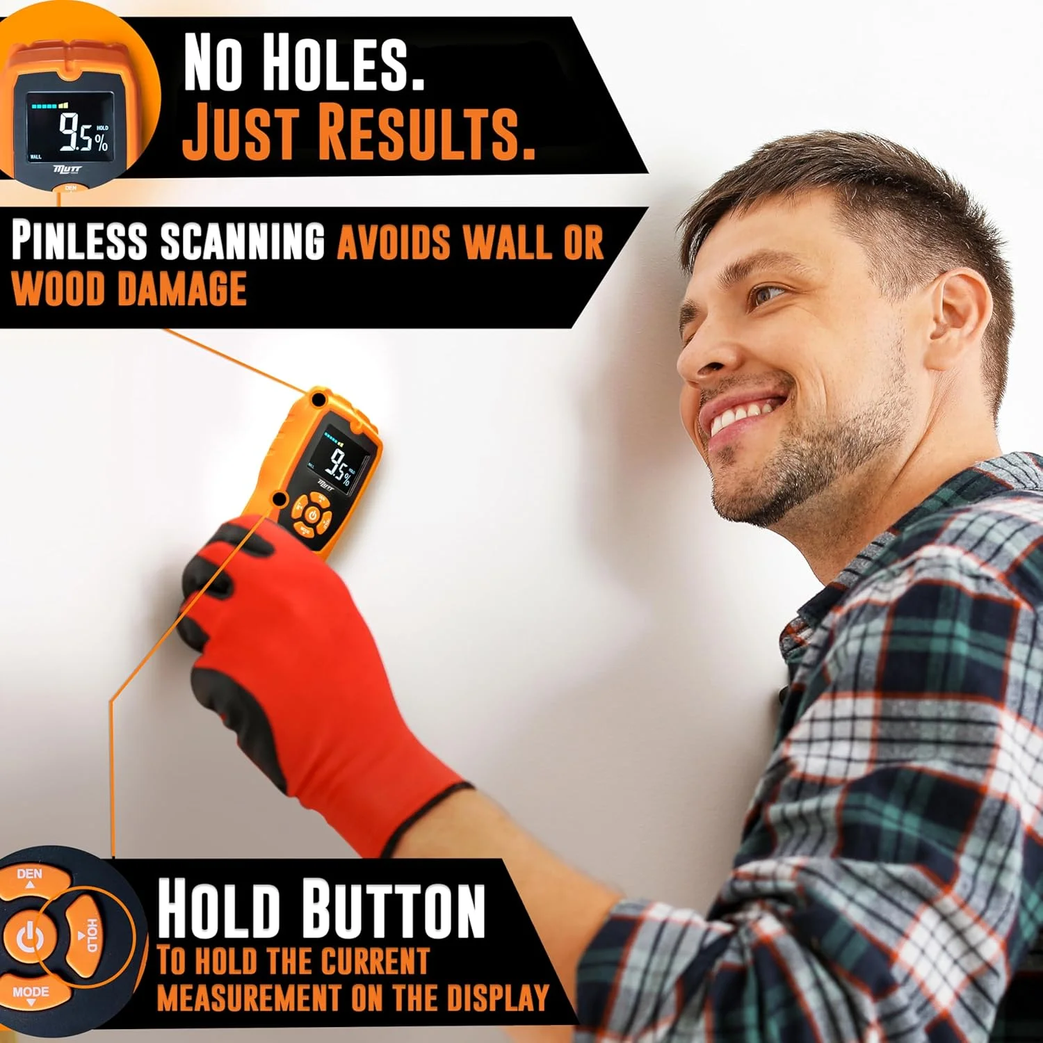 رطوبت سنج بدون پین AMERICAN MUTT TOOLS | رطوبت سنج غیر مخرب چوب برای دیوارها، دیوار خشک، چوب و مصالح ساختمانی | رطوبت یاب برای دیوارها، سنسور رطوبت رطوبت سنج بدون پین AMERICAN MUTT TOOLS | رطوبت سنج غیر مخرب چوب برای دیوارها، دیوار خشک، چوب و مصالح ساختمانی | رطوبت یاب برای دیوارها، سنسور رطوبت