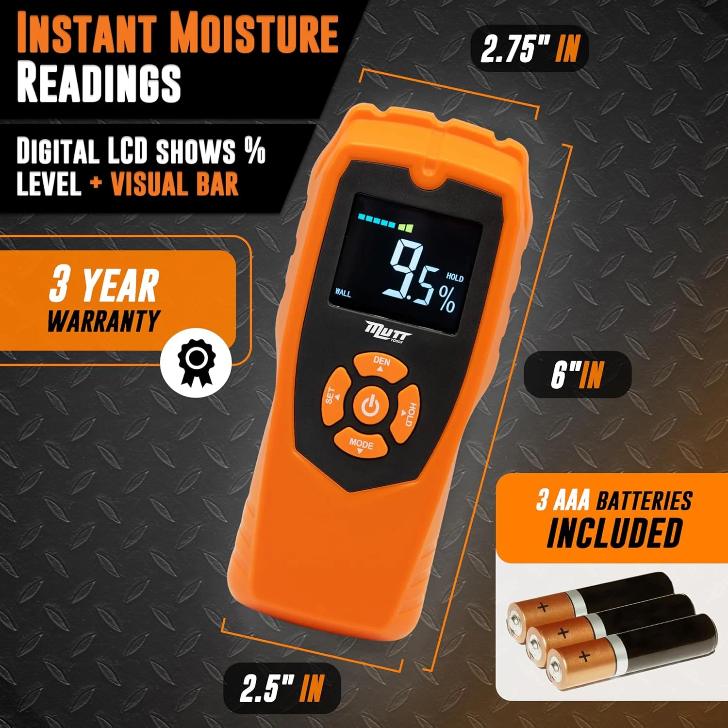 رطوبت سنج بدون پین AMERICAN MUTT TOOLS | رطوبت سنج غیر مخرب چوب برای دیوارها، دیوار خشک، چوب و مصالح ساختمانی | رطوبت یاب برای دیوارها، سنسور رطوبت رطوبت سنج بدون پین AMERICAN MUTT TOOLS | رطوبت سنج غیر مخرب چوب برای دیوارها، دیوار خشک، چوب و مصالح ساختمانی | رطوبت یاب برای دیوارها، سنسور رطوبت