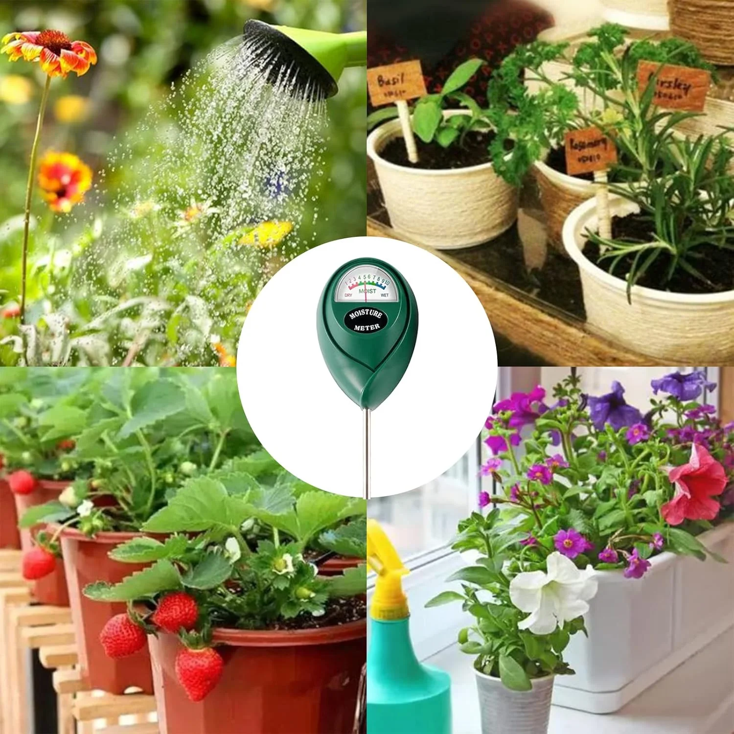 رطوبت سنج خاک با میله بلند Hathdia، بسته 2 عددی، مناسب برای مراقبت از گیاهان آپارتمانی و فضای باز، بدون نیاز به باتری (سبز)