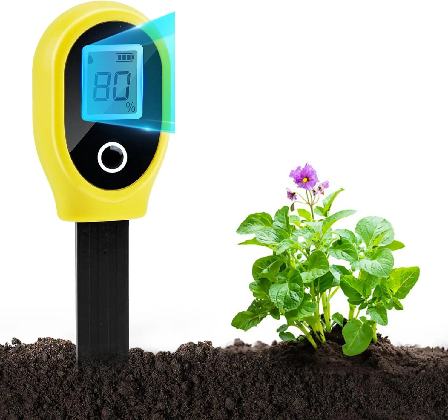 دستگاه تشخیص رطوبت خاک، تستر رطوبت خاک گیاه، مجموعه هوشمند تستر خاک با باتری دکمه ای برای باغ، مزرعه، چمن، داخل و خارج از منزل