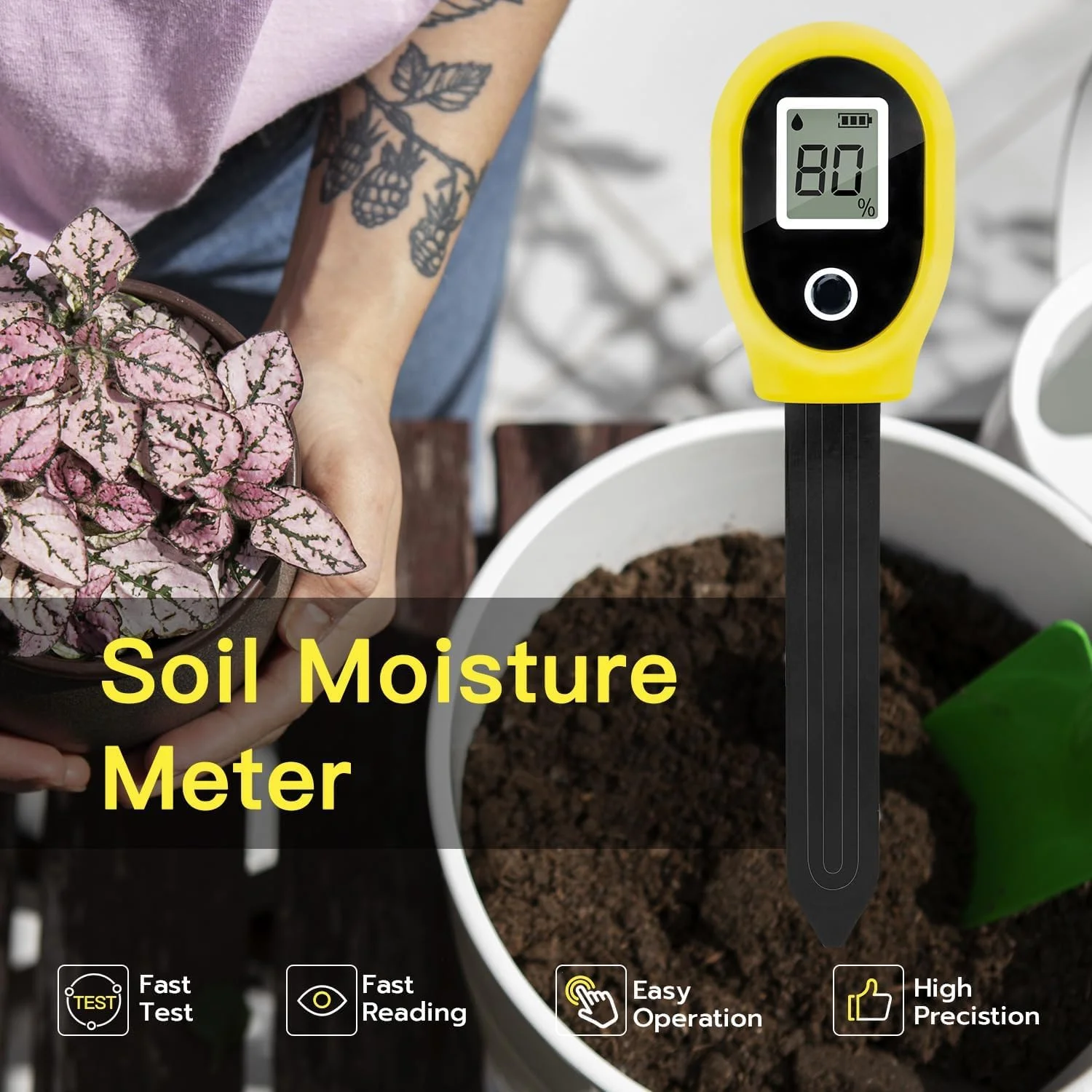 دستگاه تشخیص رطوبت خاک، تستر رطوبت خاک گیاه، مجموعه هوشمند تستر خاک با باتری دکمه ای برای باغ، مزرعه، چمن، داخل و خارج از منزل دستگاه تشخیص رطوبت خاک، تستر رطوبت خاک گیاه، مجموعه هوشمند تستر خاک با باتری دکمه ای برای باغ، مزرعه، چمن، داخل و خارج از منزل