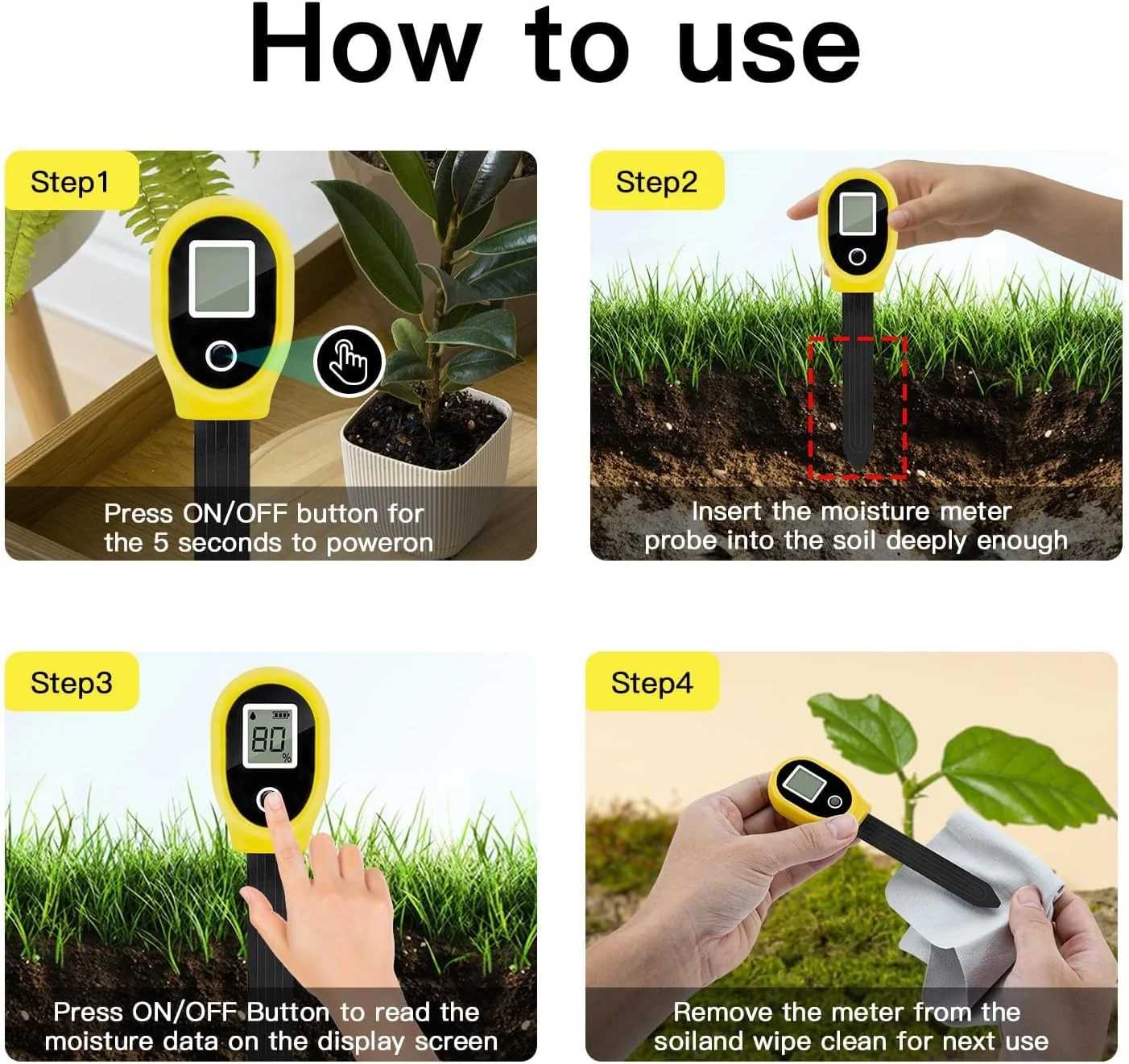 دستگاه تشخیص رطوبت خاک، تستر رطوبت خاک گیاه، مجموعه هوشمند تستر خاک با باتری دکمه ای برای باغ، مزرعه، چمن، داخل و خارج از منزل دستگاه تشخیص رطوبت خاک، تستر رطوبت خاک گیاه، مجموعه هوشمند تستر خاک با باتری دکمه ای برای باغ، مزرعه، چمن، داخل و خارج از منزل