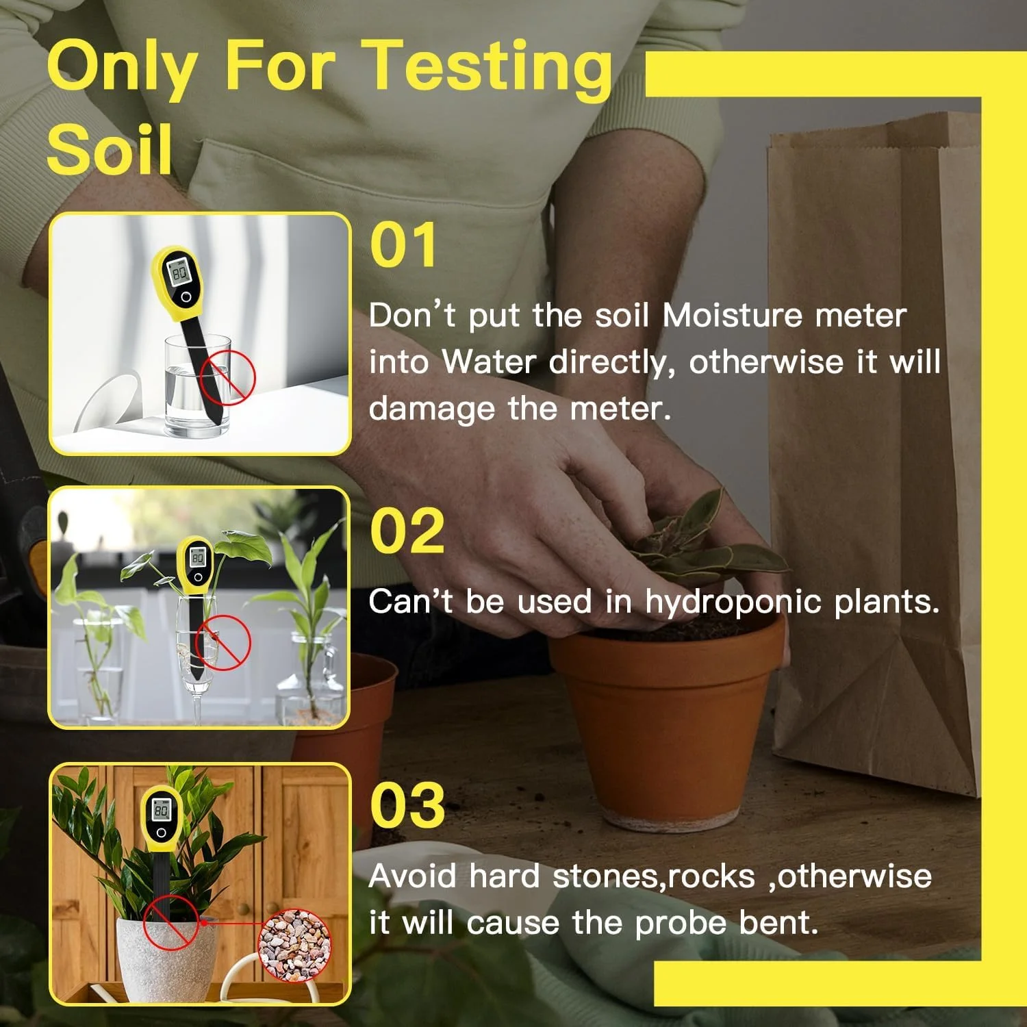 دستگاه تشخیص رطوبت خاک، تستر رطوبت خاک گیاه، مجموعه هوشمند تستر خاک با باتری دکمه ای برای باغ، مزرعه، چمن، داخل و خارج از منزل دستگاه تشخیص رطوبت خاک، تستر رطوبت خاک گیاه، مجموعه هوشمند تستر خاک با باتری دکمه ای برای باغ، مزرعه، چمن، داخل و خارج از منزل