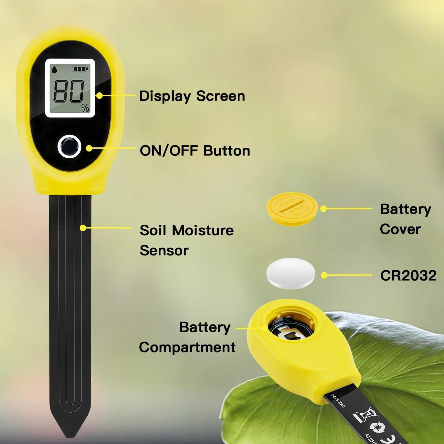 دستگاه تشخیص رطوبت خاک، تستر رطوبت خاک گیاه، مجموعه هوشمند تستر خاک با باتری دکمه ای برای باغ، مزرعه، چمن، داخل و خارج از منزل دستگاه تشخیص رطوبت خاک، تستر رطوبت خاک گیاه، مجموعه هوشمند تستر خاک با باتری دکمه ای برای باغ، مزرعه، چمن، داخل و خارج از منزل