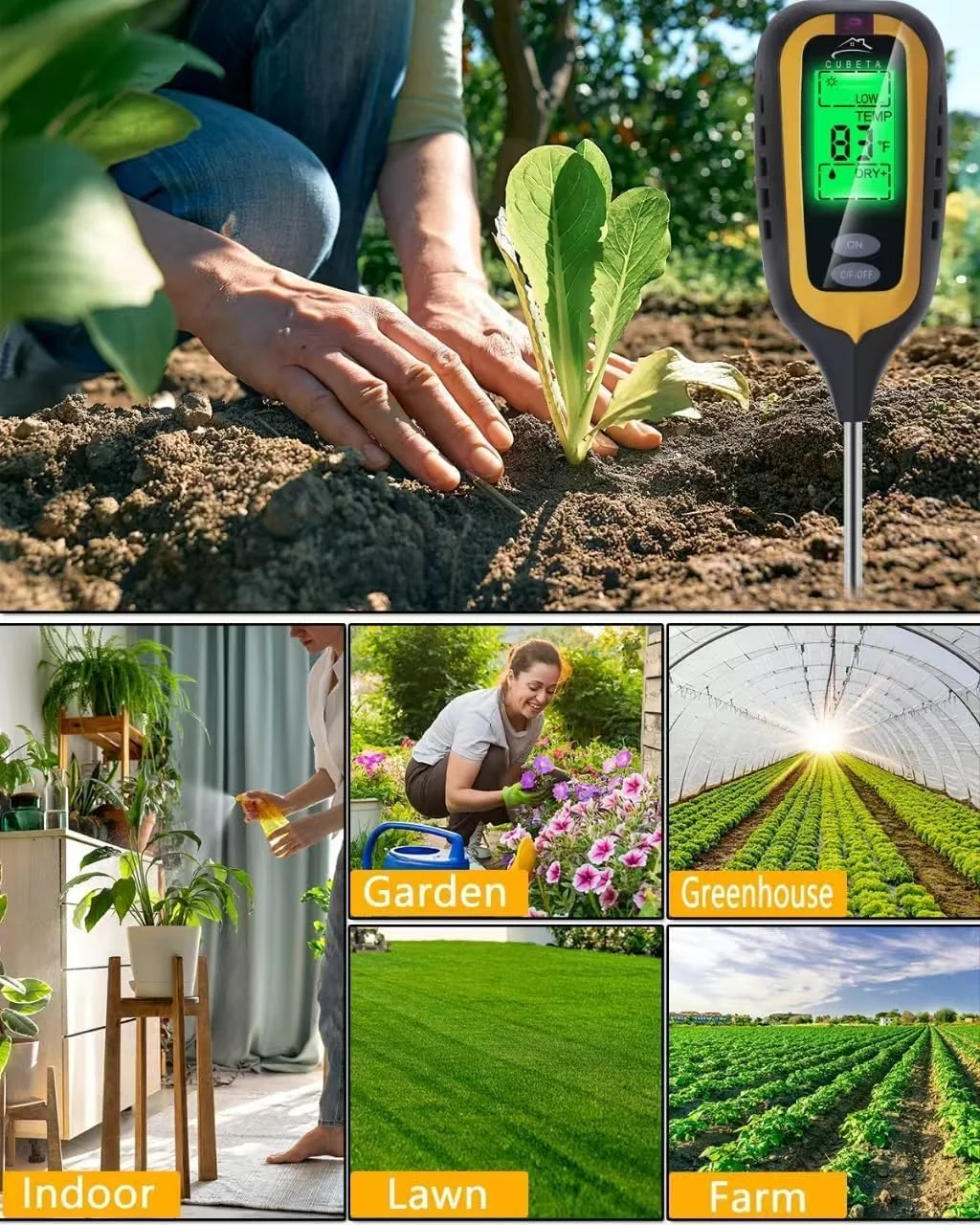 دستگاه تست خاک گیاه NALACAL، تستر pH خاک، تستر خاک 4 در 1 با دما/رطوبت/نور/pH، کیت تست خاک برای باغ، چمن فضای باز، گیاهان آپارتمانی، برای باغبانی، کشاورزی، گیاهان دستگاه تست خاک گیاه NALACAL، تستر pH خاک، تستر خاک 4 در 1 با دما/رطوبت/نور/pH، کیت تست خاک برای باغ، چمن فضای باز، گیاهان آپارتمانی، برای باغبانی، کشاورزی، گیاهان