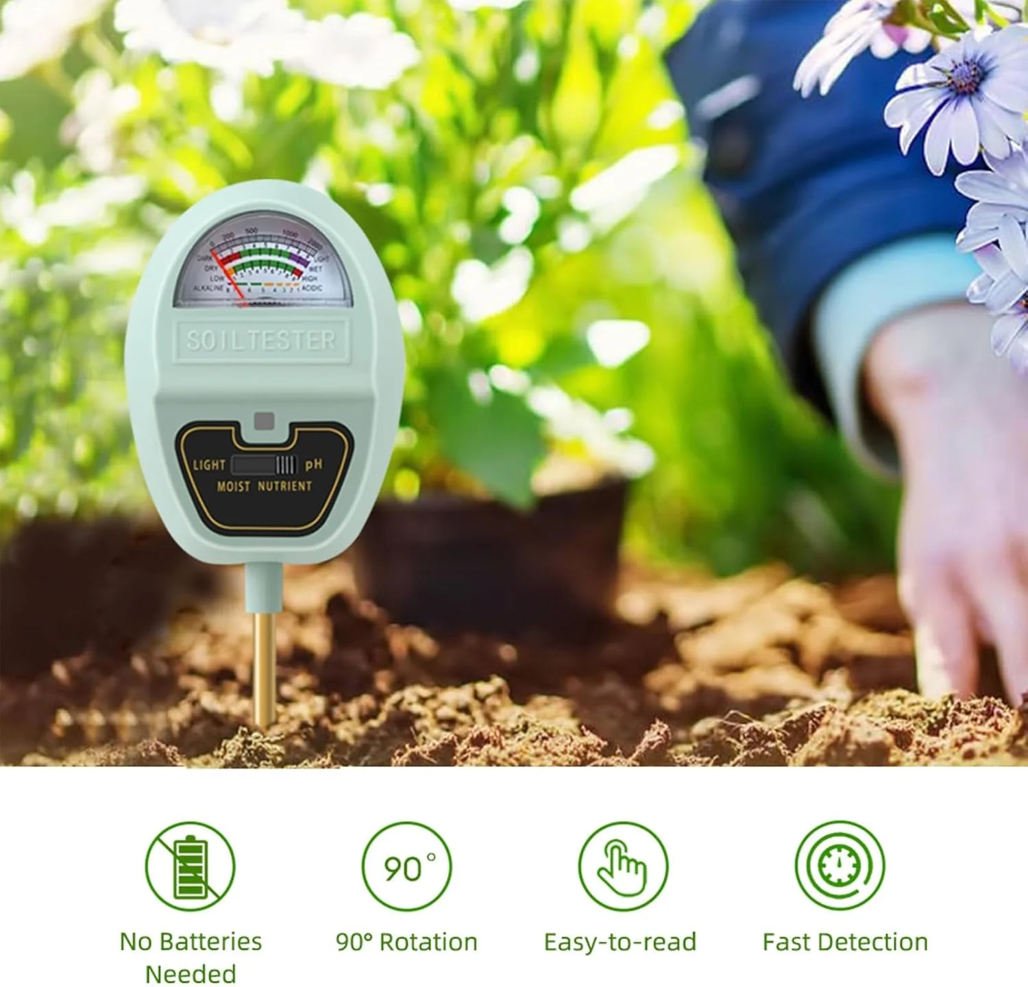 رطوبت سنج دیجیتال خاک گیاه NALACAL، تستر 4 در 1 خاک برای pH، رطوبت، نور و حاصلخیزی، دارای نشانگر قابل تنظیم برای باغبانی داخلی و خارجی رطوبت سنج دیجیتال خاک گیاه NALACAL، تستر 4 در 1 خاک برای pH، رطوبت، نور و حاصلخیزی، دارای نشانگر قابل تنظیم برای باغبانی داخلی و خارجی