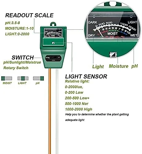 تست خاک توسمدو سوپرمو آلدو مدل Soil r، کیت تست 3 در 1 رطوبت خاک با عملکرد سنجش نور، آشکارساز آنالیزور خاک برای تست اسیدیته، رطوبت تست خاک توسمدو سوپرمو آلدو مدل Soil r، کیت تست 3 در 1 رطوبت خاک با عملکرد سنجش نور، آشکارساز آنالیزور خاک برای تست اسیدیته، رطوبت