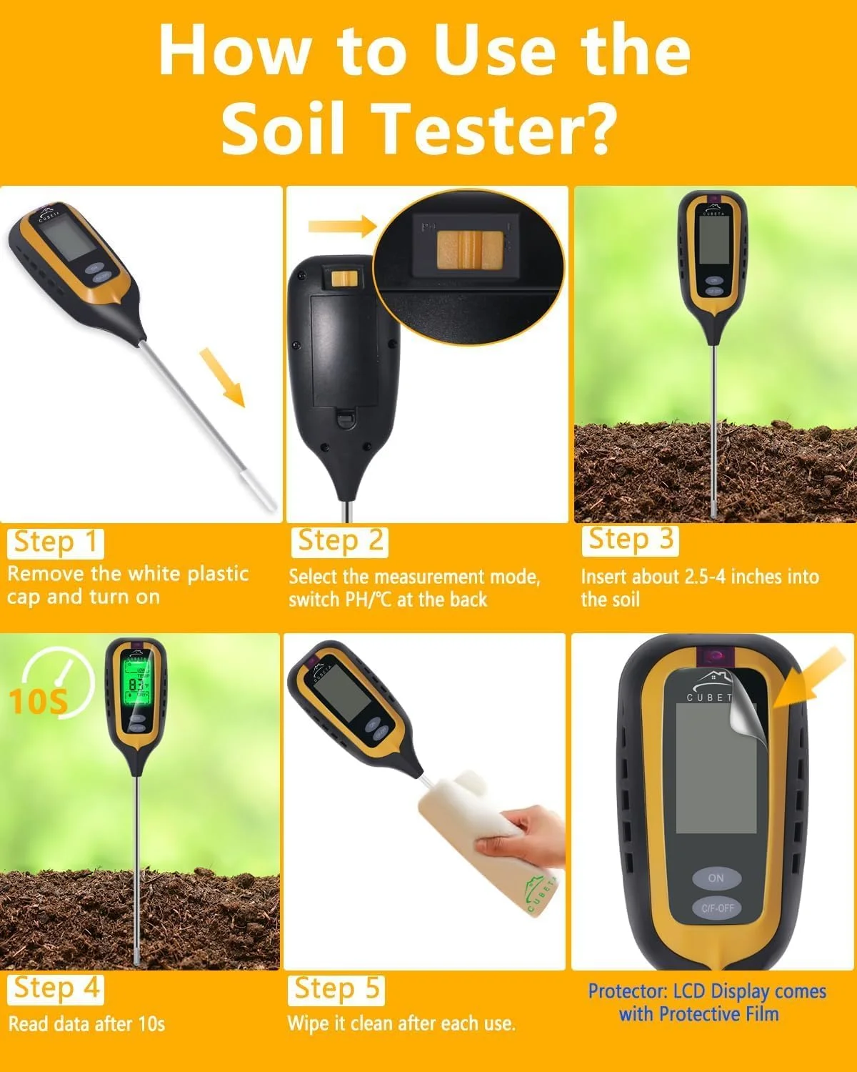 دستگاه تست خاک گیاه NALACAL، تستر pH خاک، تستر خاک 4 در 1 با دما/رطوبت/نور/pH، کیت تست خاک برای باغ، چمن فضای باز، گیاهان آپارتمانی، برای باغبانی، کشاورزی، گیاهان دستگاه تست خاک گیاه NALACAL، تستر pH خاک، تستر خاک 4 در 1 با دما/رطوبت/نور/pH، کیت تست خاک برای باغ، چمن فضای باز، گیاهان آپارتمانی، برای باغبانی، کشاورزی، گیاهان