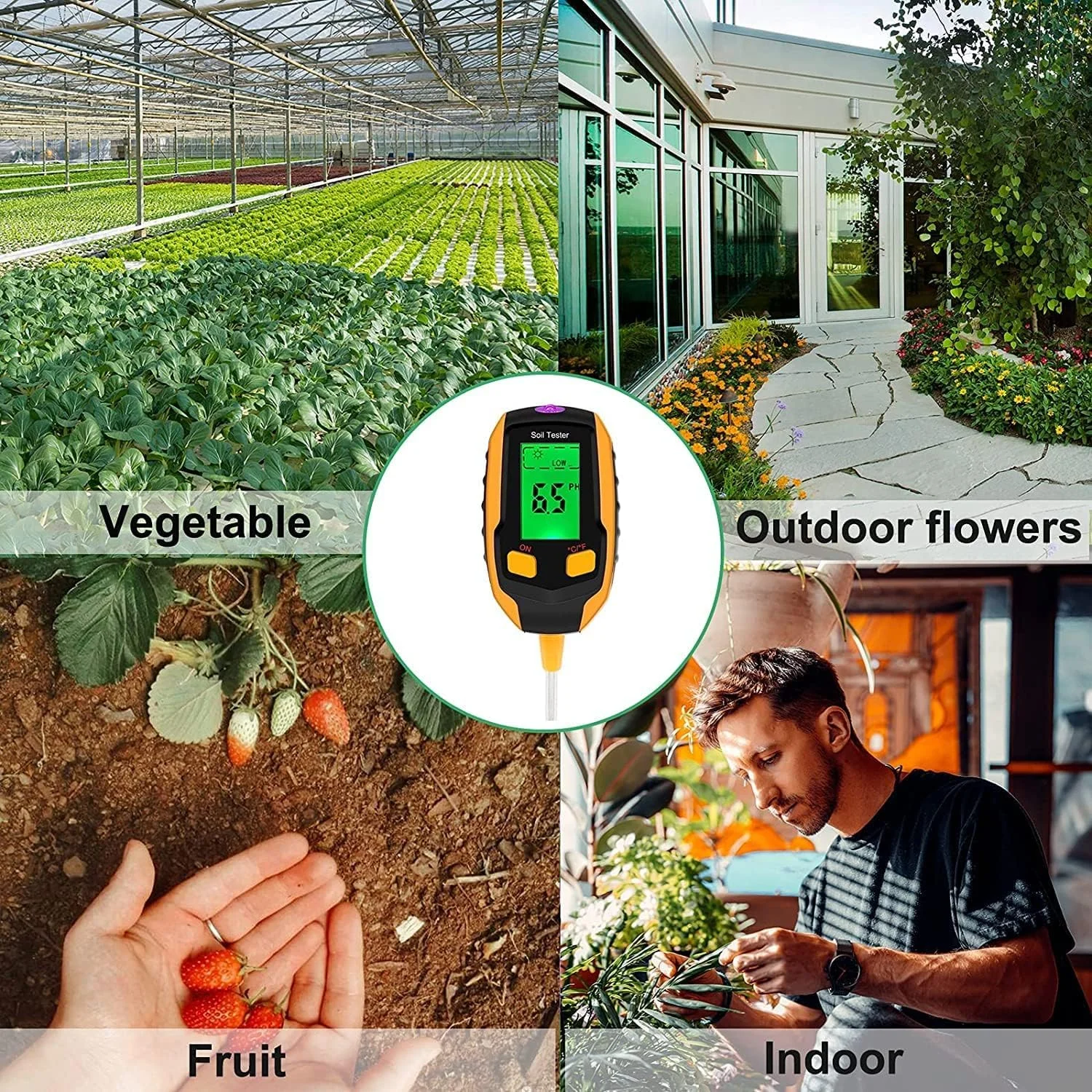 دستگاه PH سنج خاک BIGTHREE، دستگاه رطوبت سنج 4 در 1 خاک، ردیاب خاک خانگی، کیت تست خاک، تستر آب گیاه برای PH خاک، رطوبت، نور، دما، باغ، گیاه گلدانی