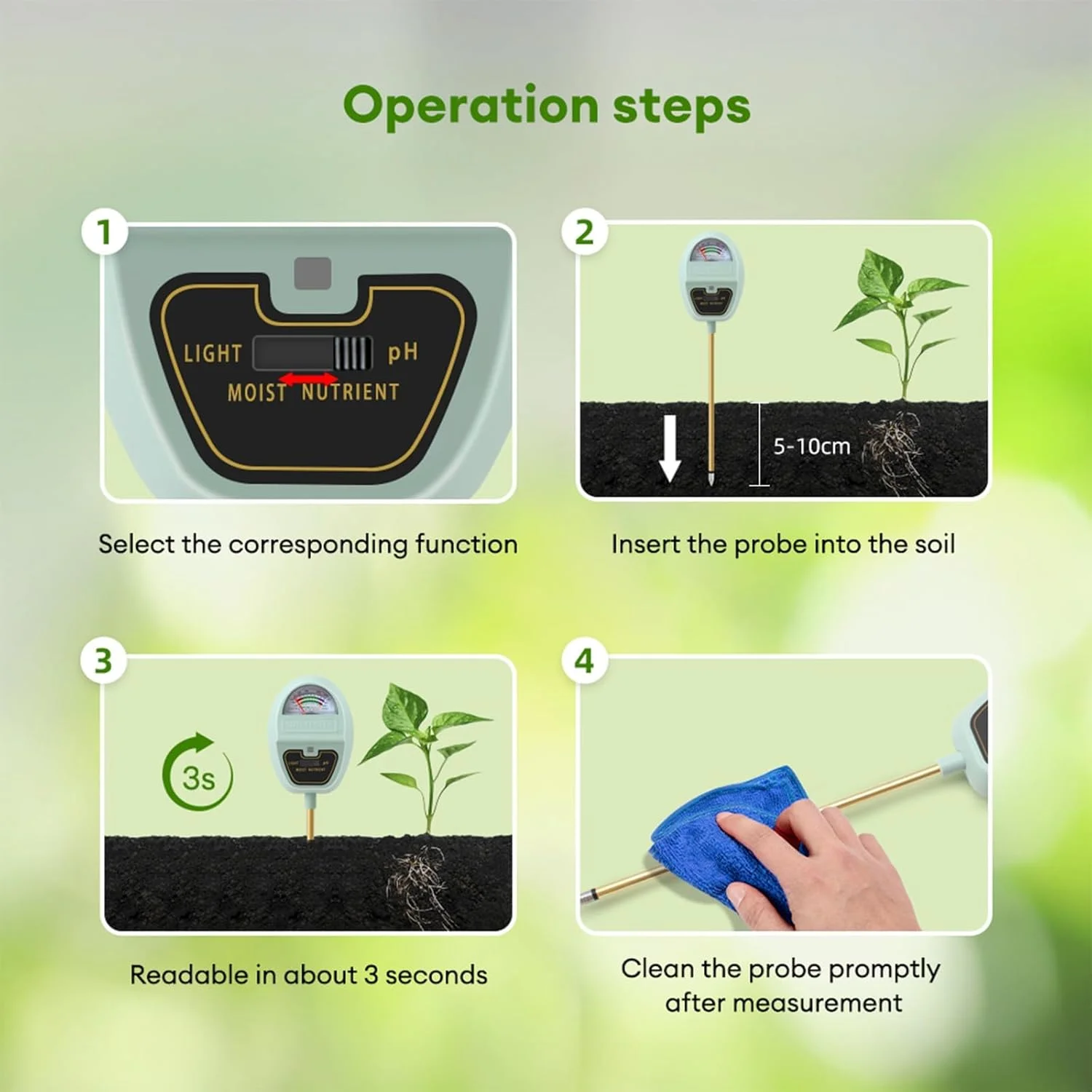 رطوبت سنج دیجیتال خاک گیاه NALACAL، تستر 4 در 1 خاک برای pH، رطوبت، نور و حاصلخیزی، دارای نشانگر قابل تنظیم برای باغبانی داخلی و خارجی رطوبت سنج دیجیتال خاک گیاه NALACAL، تستر 4 در 1 خاک برای pH، رطوبت، نور و حاصلخیزی، دارای نشانگر قابل تنظیم برای باغبانی داخلی و خارجی