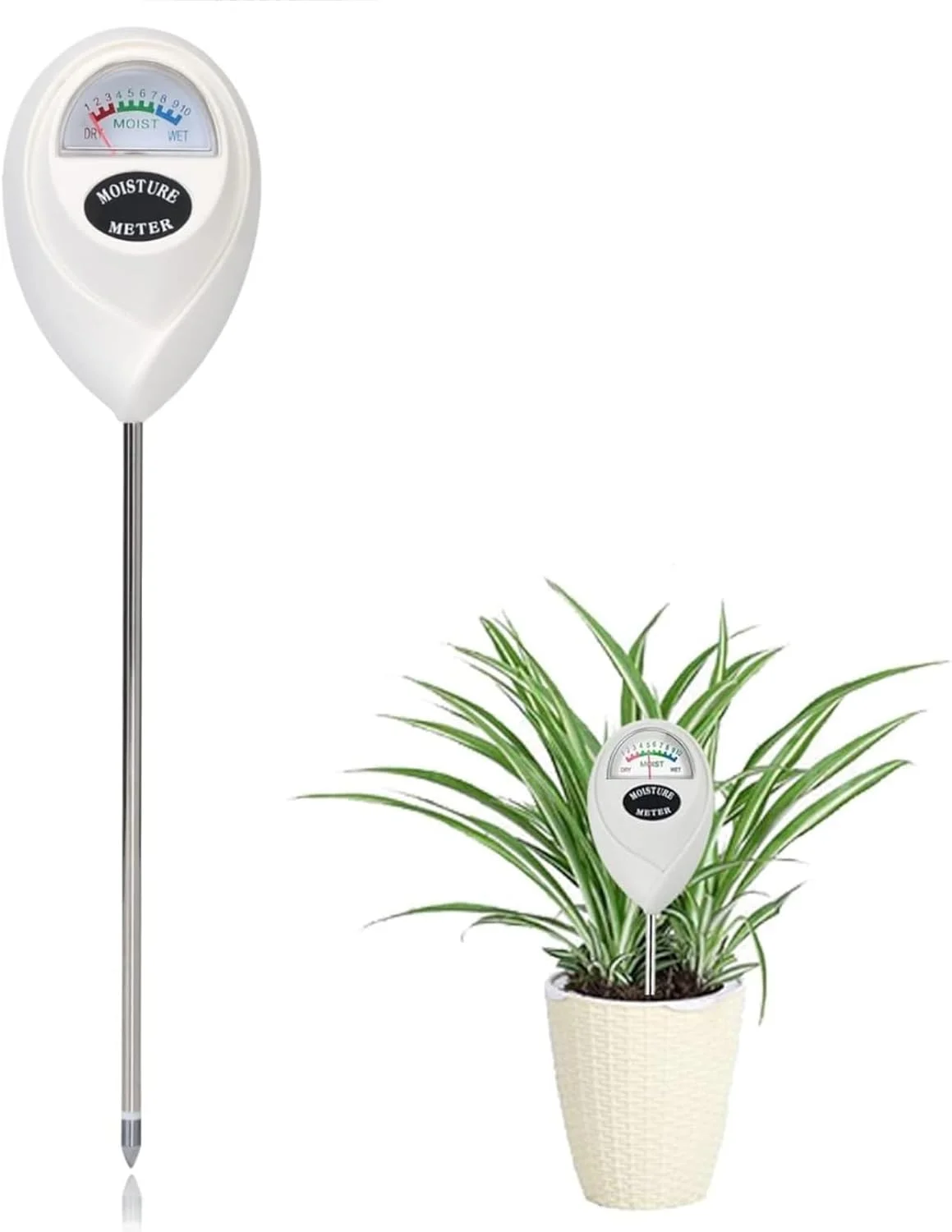 رطوبت سنج خاک ROUNY و سنسور رطوبت برای گیاهان داخلی/خارجی - مانیتور آب گیاه برای باغ، مزرعه، چمن، مراقبت از گلدان - بدون نیاز به باتری (سفید)