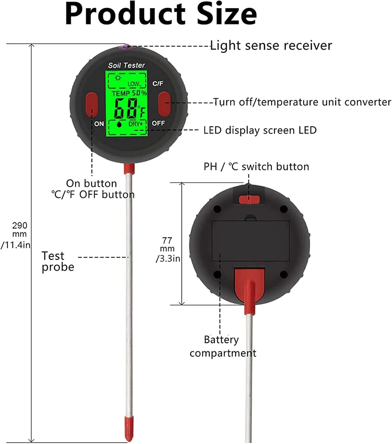 رطوبت سنج خاک 5 در 1 CRTGW، تستر خاک، PH متر خاک، رطوبت سنج دیجیتال خاک، رطوبت سنج برای گیاهان، دما/نور/PH/رطوبت/محیط خاک برای مراقبت از چمن، گل، دانه و چمن در فضای داخلی و خارجی رطوبت سنج خاک 5 در 1 CRTGW، تستر خاک، PH متر خاک، رطوبت سنج دیجیتال خاک، رطوبت سنج برای گیاهان، دما/نور/PH/رطوبت/محیط خاک برای مراقبت از چمن، گل، دانه و چمن در فضای داخلی و خارجی