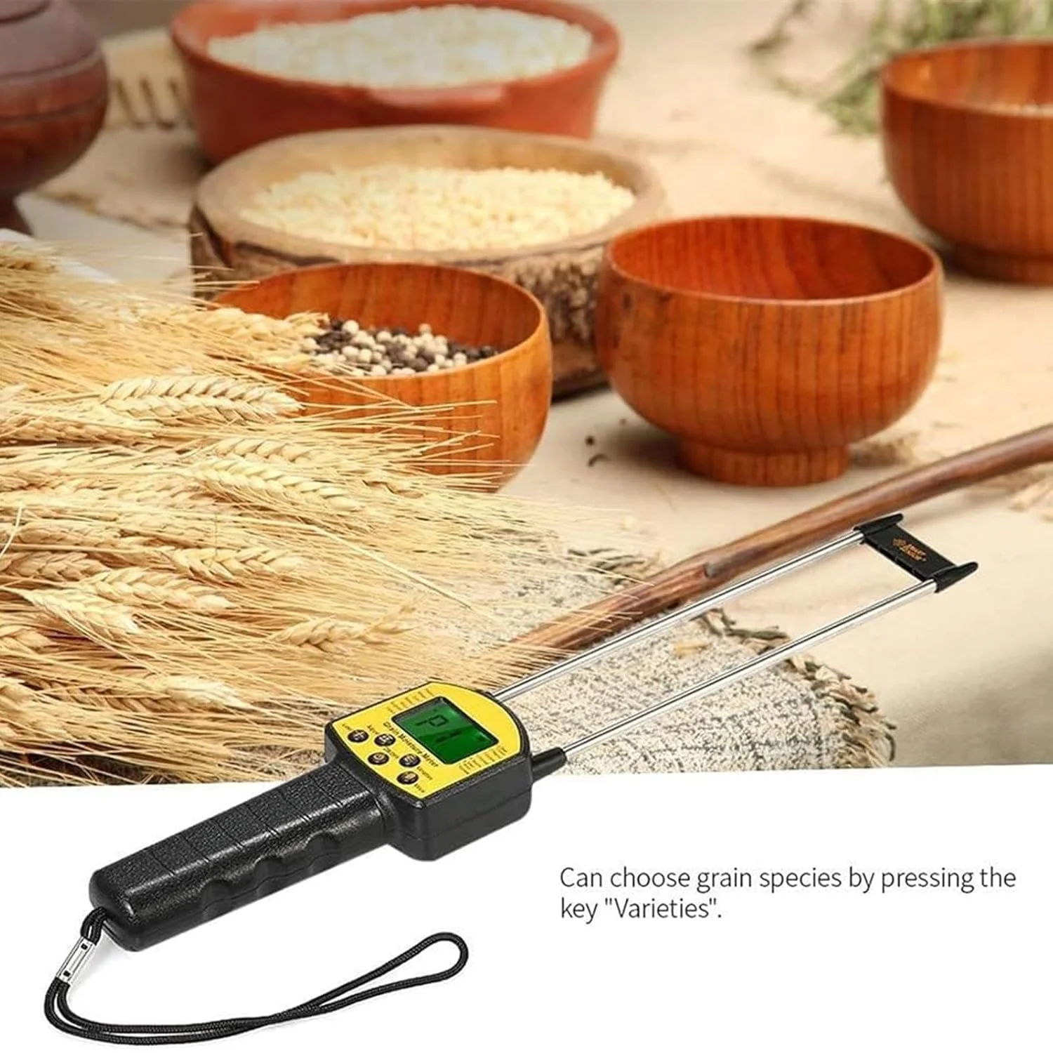 رطوبت سنج دیجیتال LCD غلات، رطوبت سنج غلات با متر آب صوتی، پروب دوتایی هوشمند 0.1% دقت بالا برای گندم ذرت برنج بادام زمینی سویا رطوبت سنج دیجیتال LCD غلات، رطوبت سنج غلات با متر آب صوتی، پروب دوتایی هوشمند 0.1% دقت بالا برای گندم ذرت برنج بادام زمینی سویا