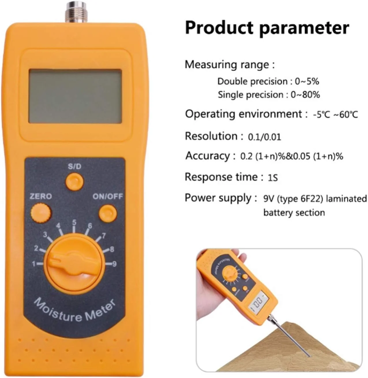 رطوبت سنج قابل حمل فرکانس بالا، رطوبت سنج خاک، رطوبت سنج شن و ماسه، تستر رطوبت پودر زغال سنگ، محدوده رطوبت 0%-80% رطوبت سنج قابل حمل فرکانس بالا، رطوبت سنج خاک، رطوبت سنج شن و ماسه، تستر رطوبت پودر زغال سنگ، محدوده رطوبت 0%-80%