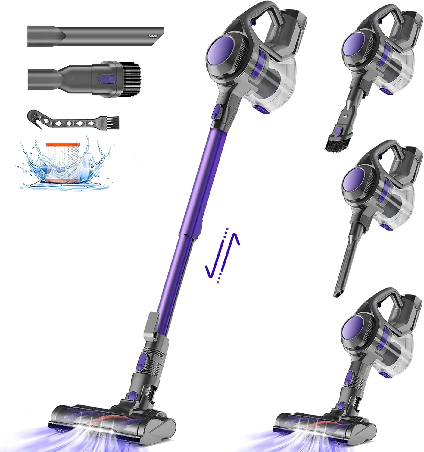 جاروبرقی شارژی آتیمیک 40000 پاسکال/50 دقیقه/450 وات، جاروبرقی شارژی با مخزن گرد و غبار 1.6 لیتری، 4 فیلتر HEPA، برای فرش، کف سخت، موی حیوانات خانگی