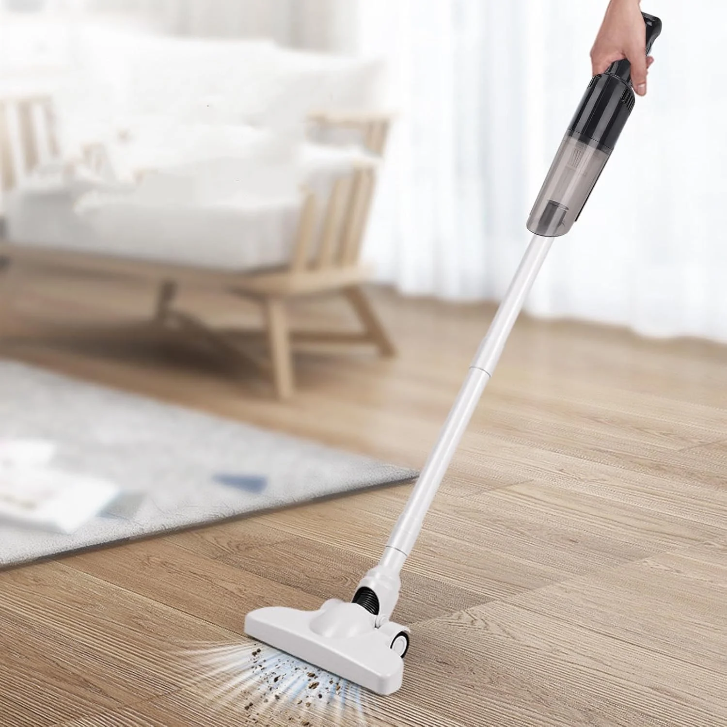 جاروبرقی عصایی بی سیم Asixxsix، قدرت مکش قوی 13800PA 120W، جاروبرقی دستی سبک وزن شارژی برای موی حیوانات خانگی، کف سخت، فرش