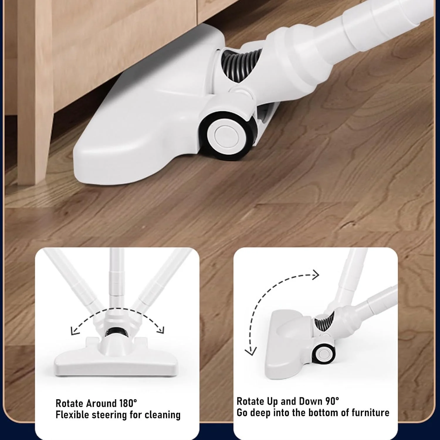 جاروبرقی عصایی بی سیم Asixxsix، قدرت مکش قوی 13800PA 120W، جاروبرقی دستی سبک وزن شارژی برای موی حیوانات خانگی، کف سخت، فرش